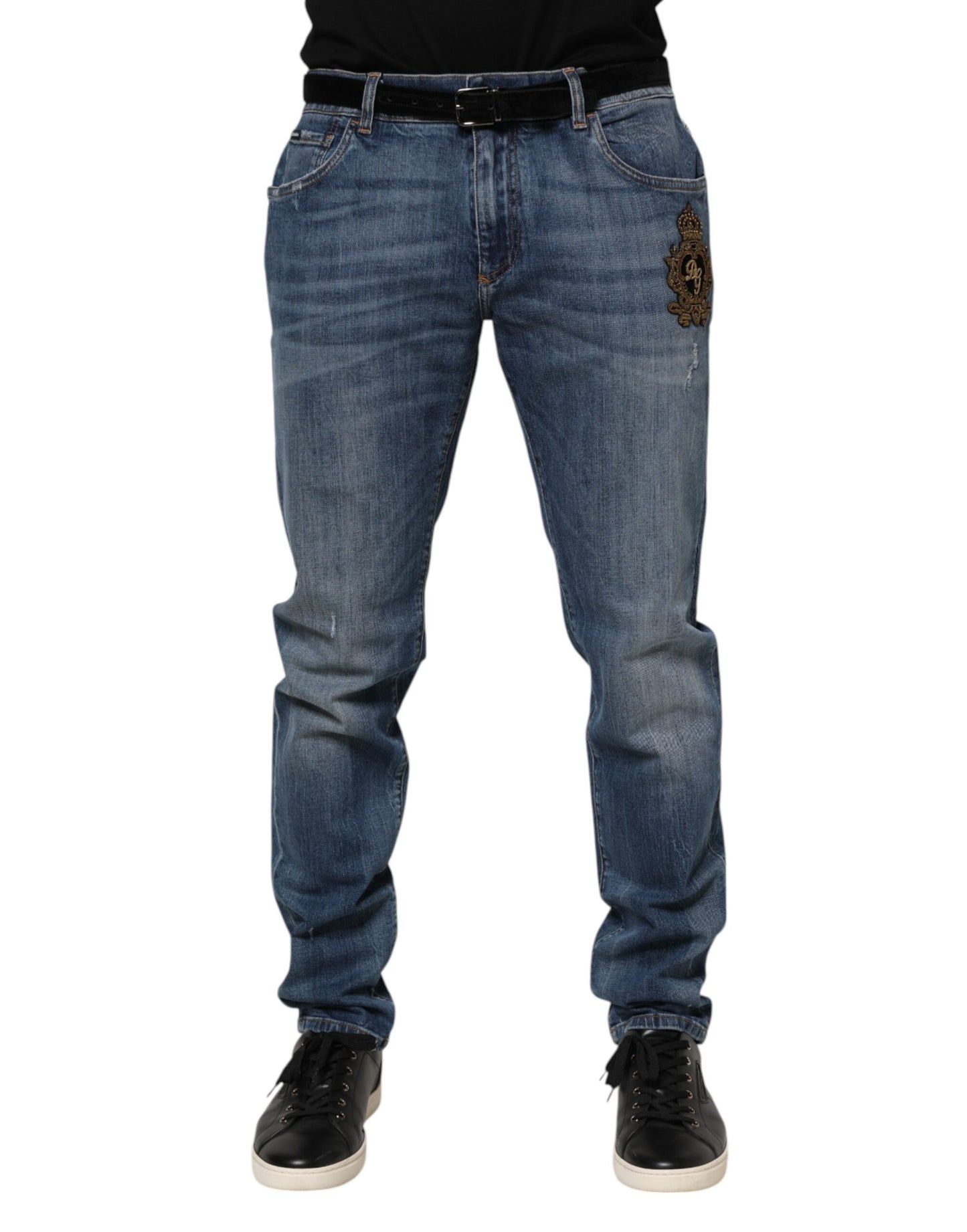 Dolce & Gabbana Blue Logo Embroidery Denim Jeans Dolce & Gabbana