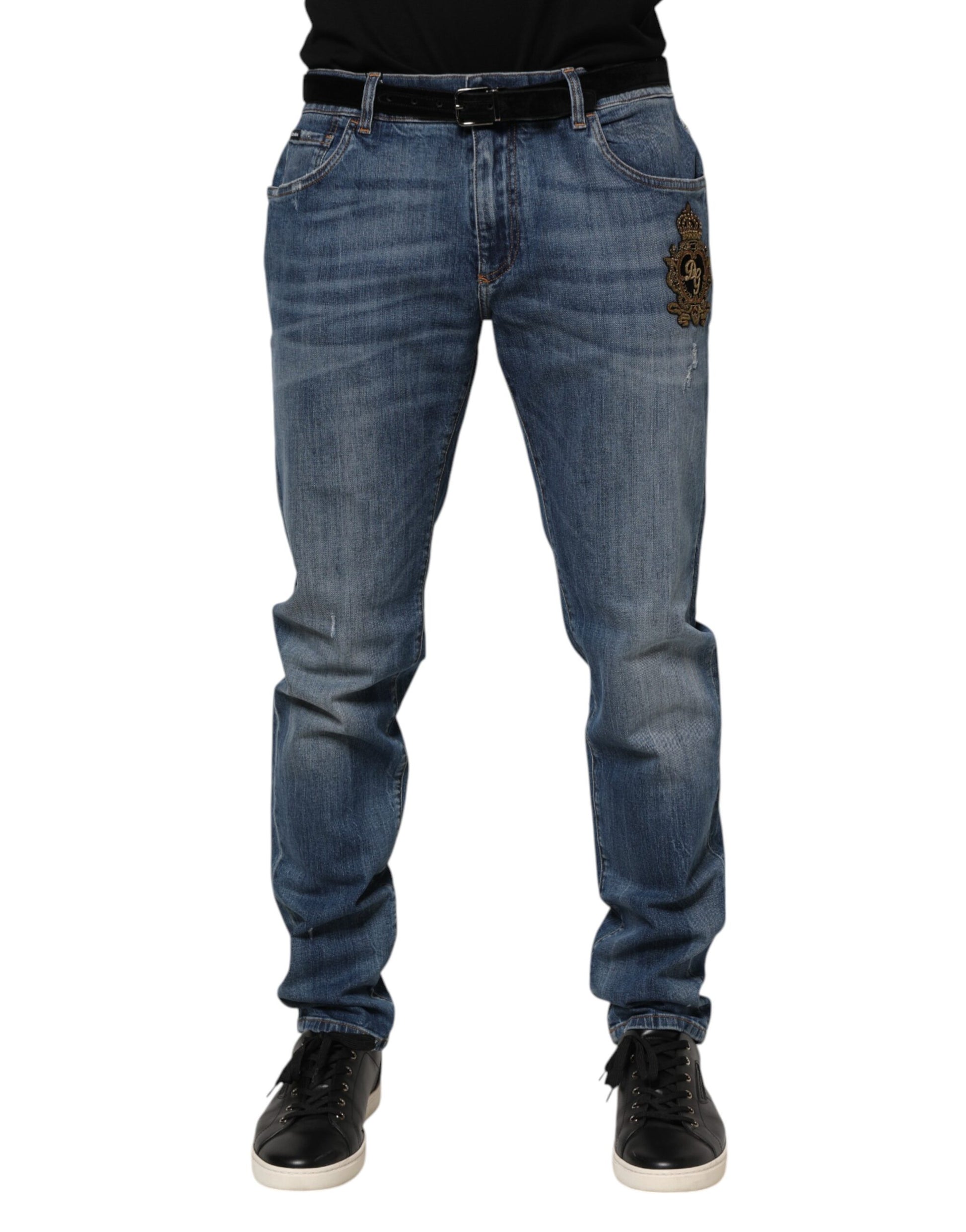 Dolce & Gabbana Blue Logo Embroidery Denim Jeans Dolce & Gabbana