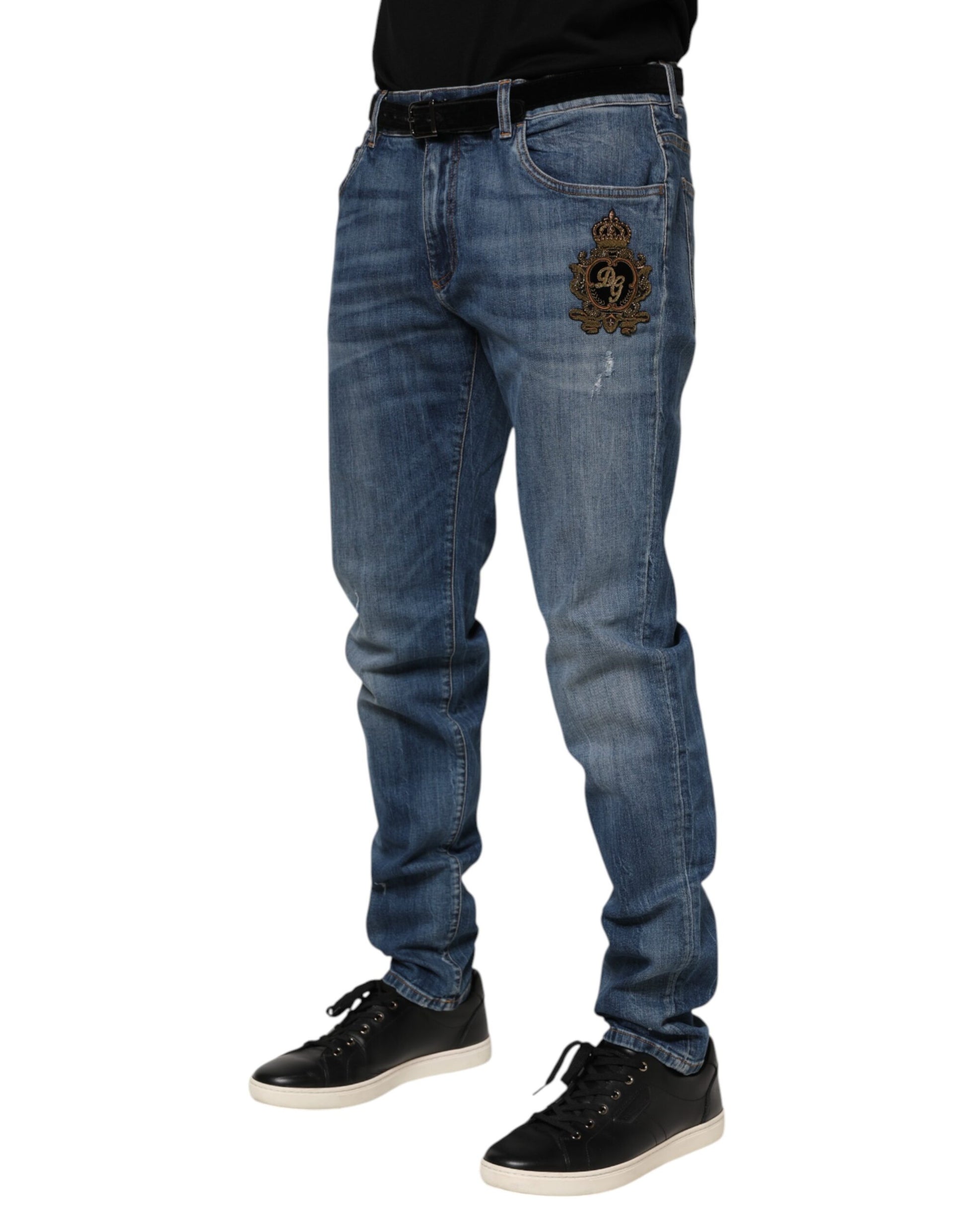 Dolce & Gabbana Blue Logo Embroidery Denim Jeans Dolce & Gabbana