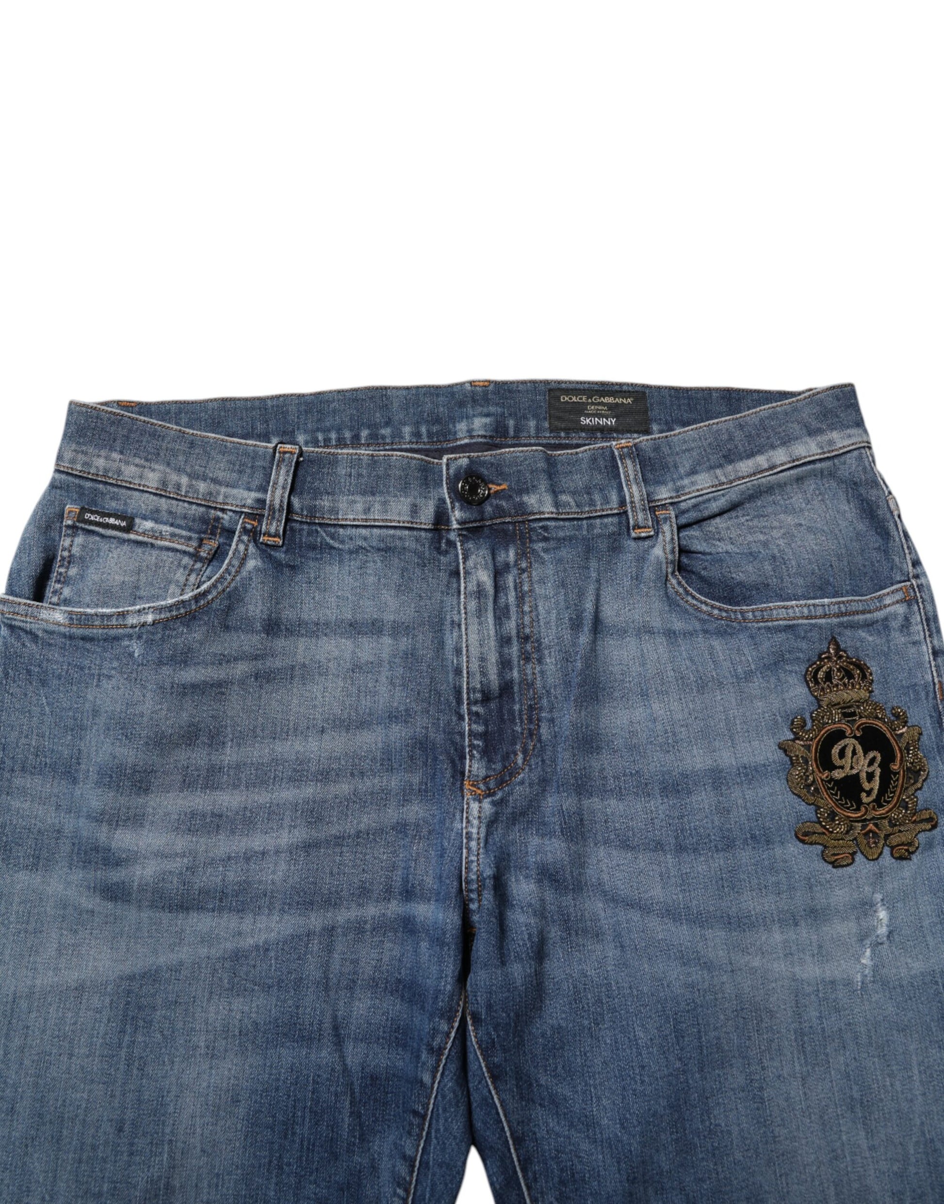Dolce & Gabbana Blue Logo Embroidery Denim Jeans Dolce & Gabbana