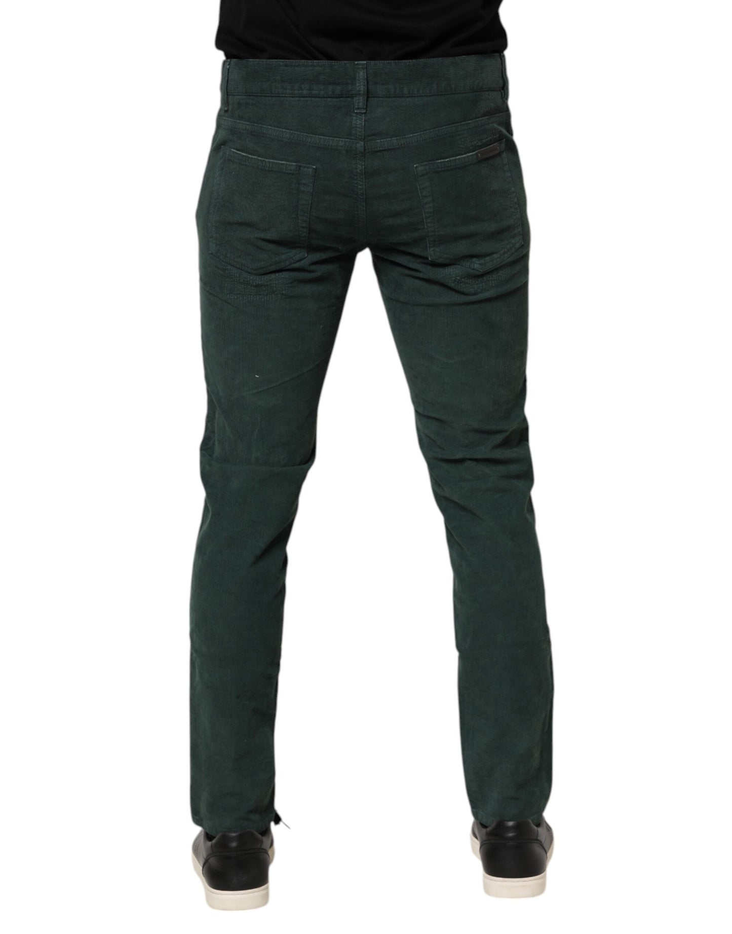 Dolce & Gabbana Green Cotton Corduroy Skinny Pants Dolce & Gabbana