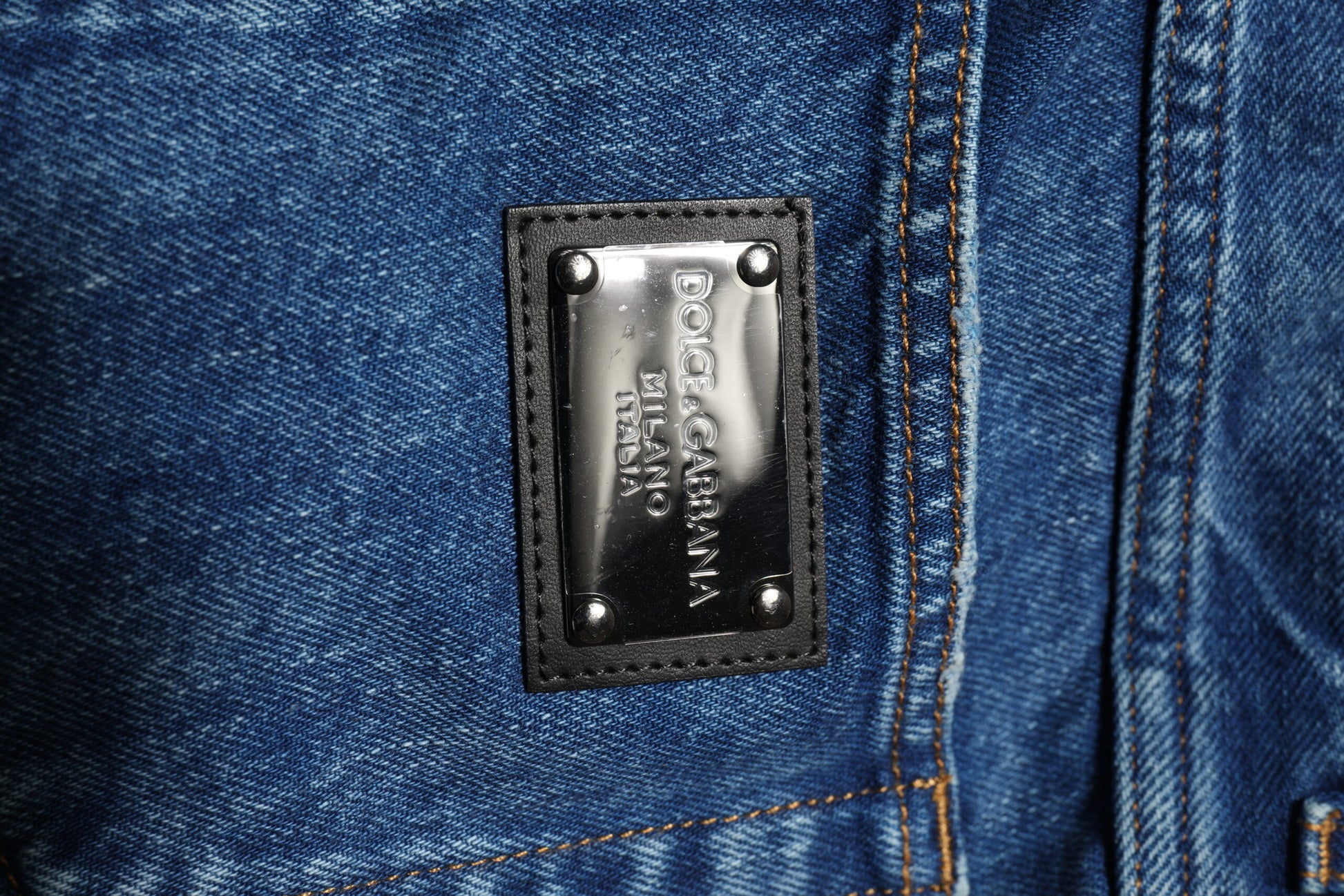 Dolce & Gabbana Blue Cotton Logo Plaque Denim Jeans Dolce & Gabbana