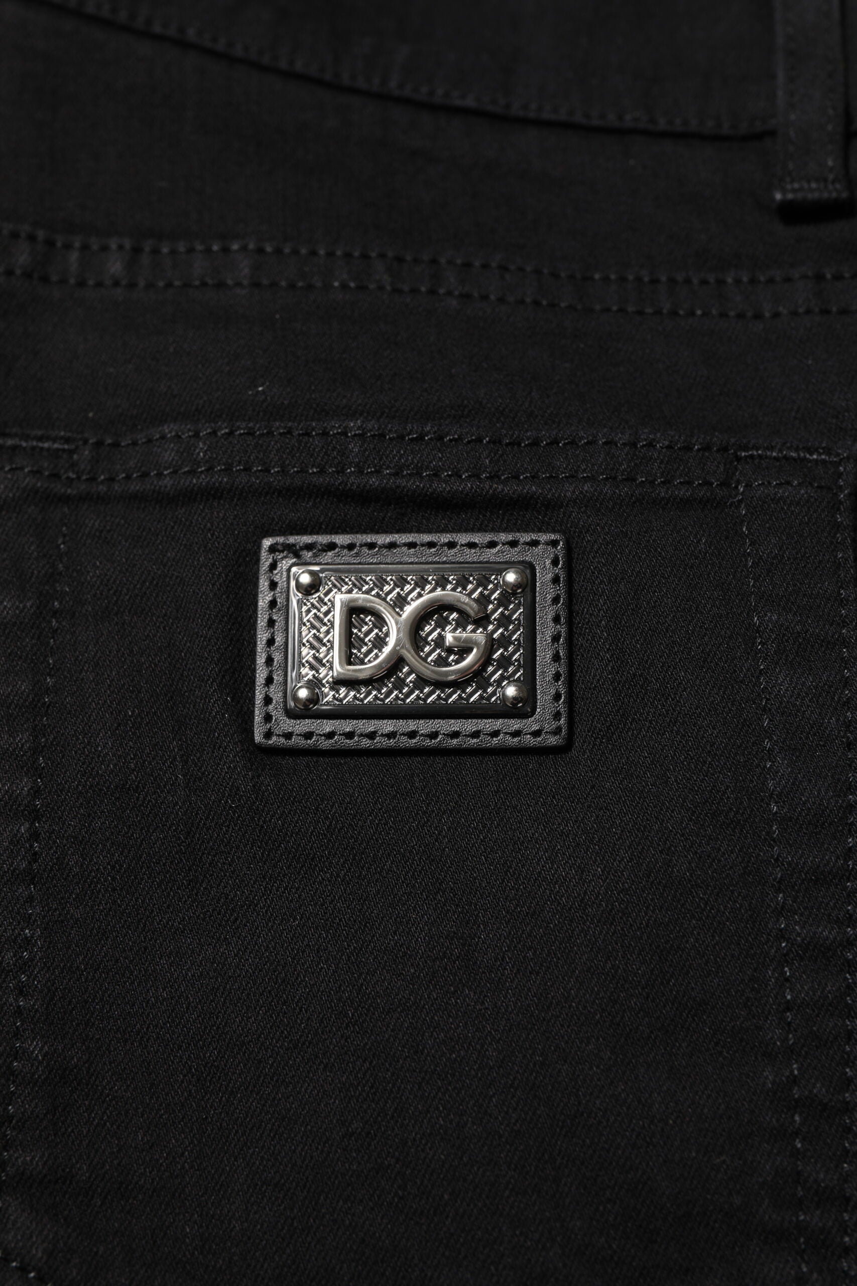 Dolce & Gabbana Dark Blue Cotton Logo Plaque GOLD Denim Jeans Dolce & Gabbana