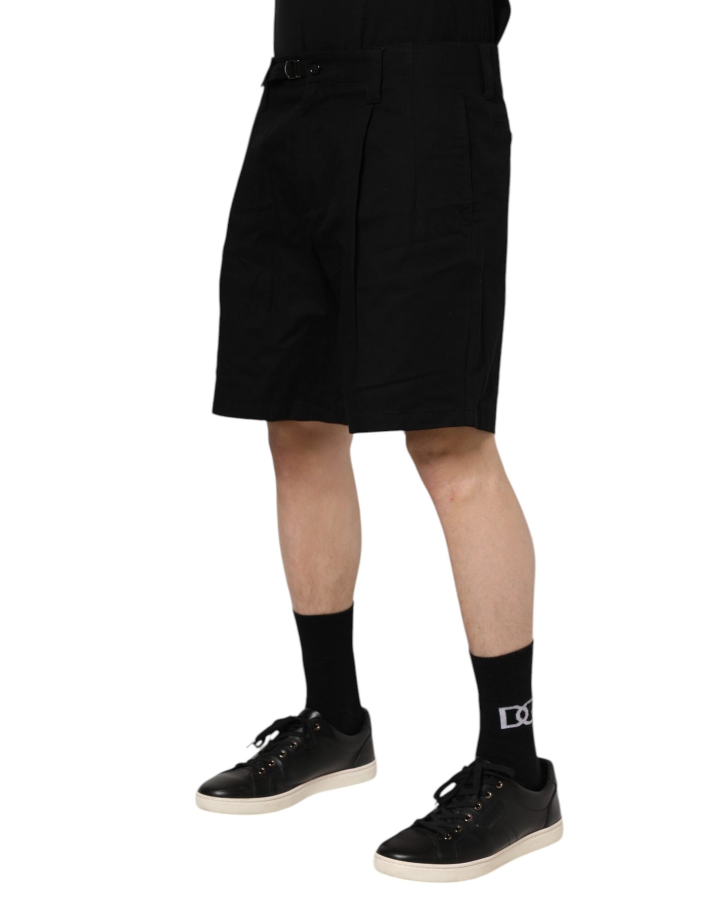 Dolce & Gabbana Black Cotton Knee Length Men Bermuda Shorts Dolce & Gabbana