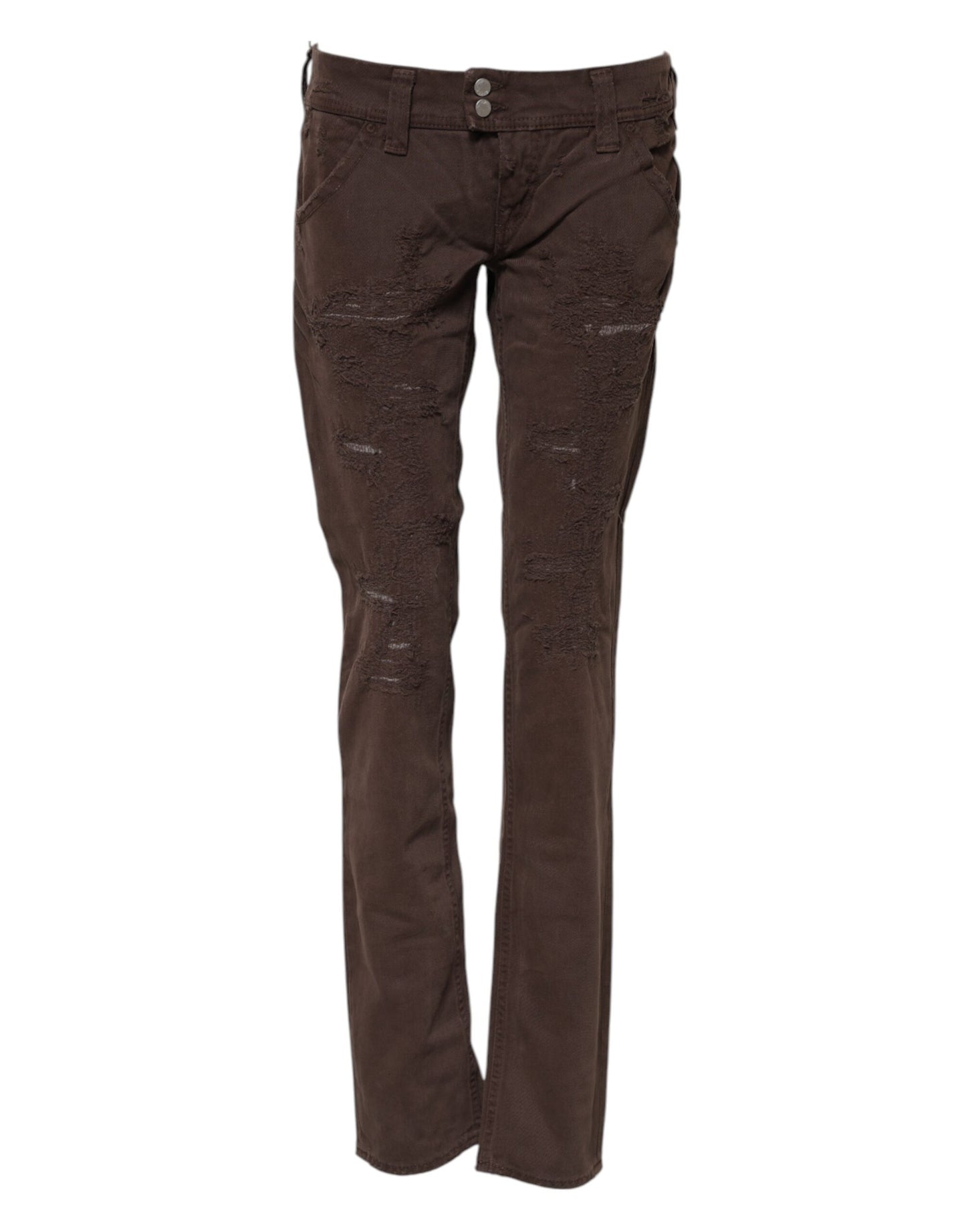CYCLE Brown Cotton Low Waist Skinny Casual Jeans CYCLE