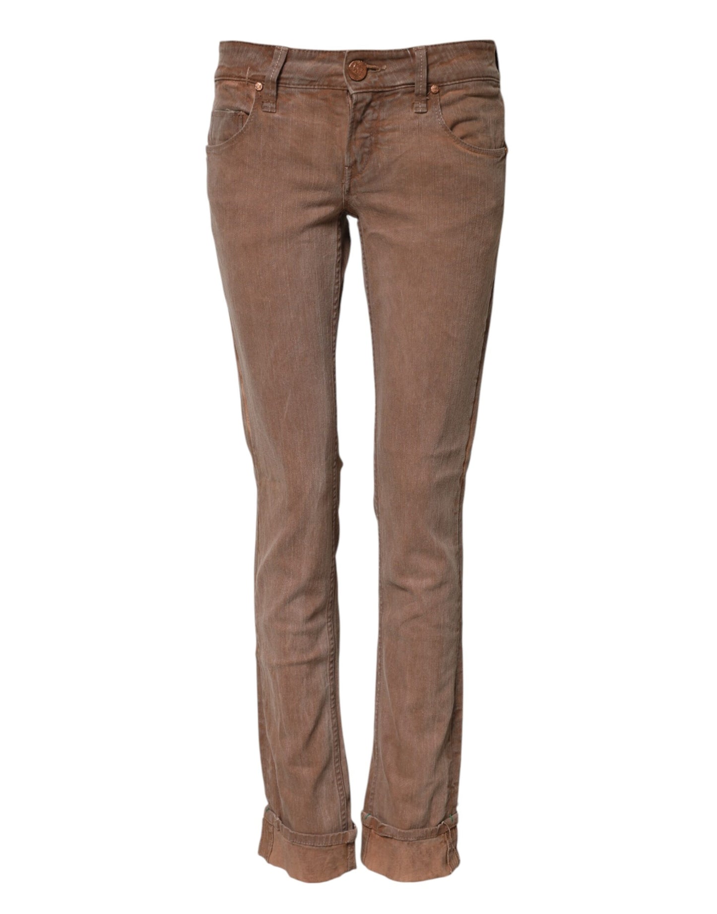 Acht Brown Cotton Slim Fit Denim Low Waist Jeans Acht