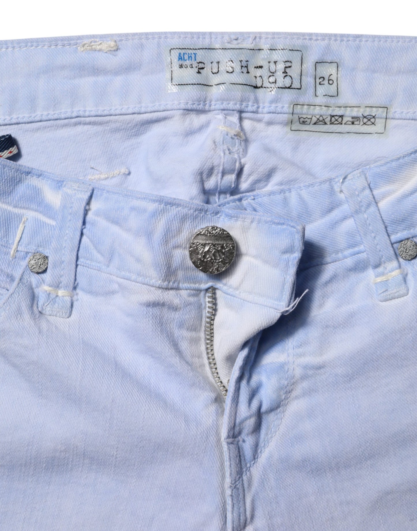 Acht Light Blue Cotton Slim Fit Denim Low Waist Denim Jeans Acht