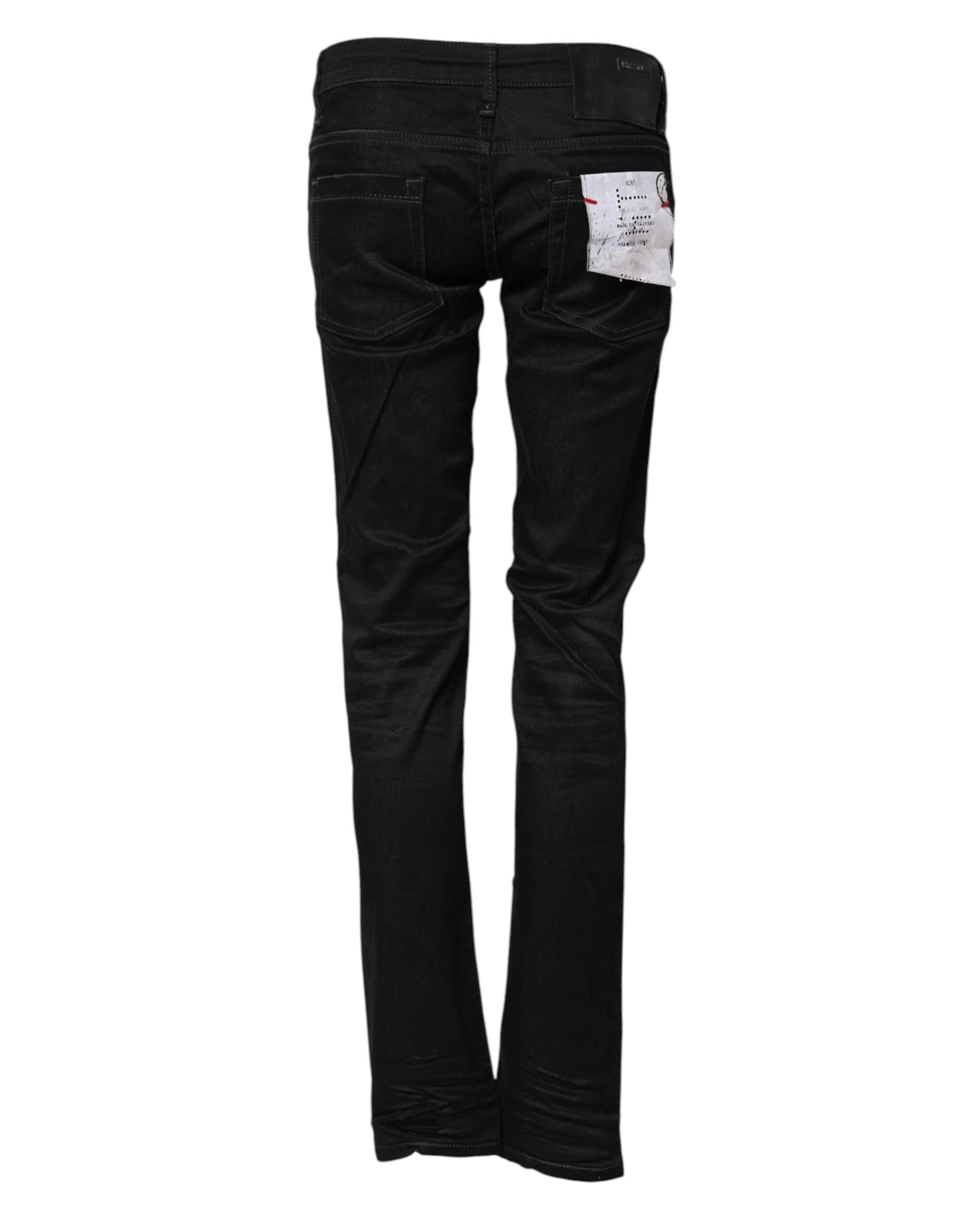 Acht Black Cotton Slim Fit Denim Low Waist Denim Jeans Acht