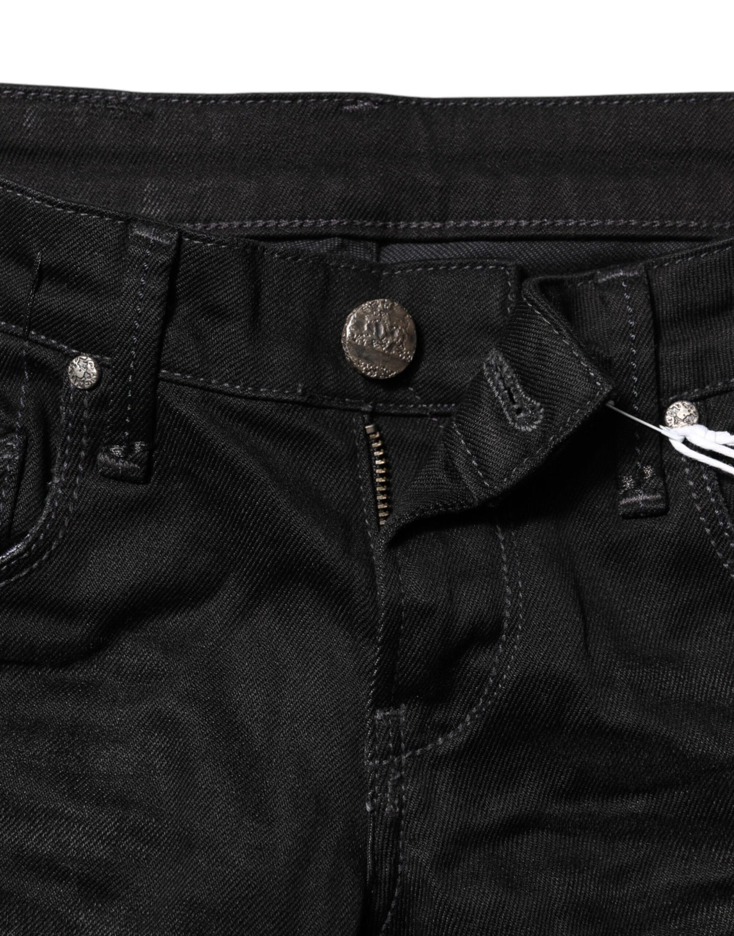 Acht Black Cotton Slim Fit Denim Low Waist Denim Jeans Acht