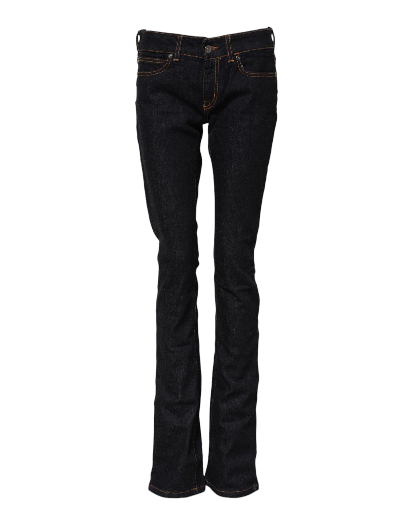 GF Ferre Dark Blue Cotton Mid Waisted Skinny Denim Jeans GF Ferre