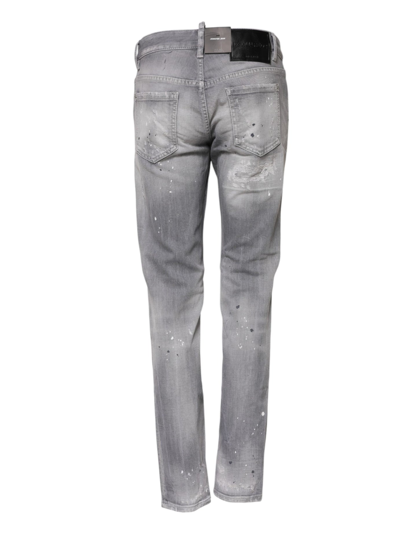 Dsquared² Gray Washed Mid Waist Tapered Denim Jeans Dsquared²