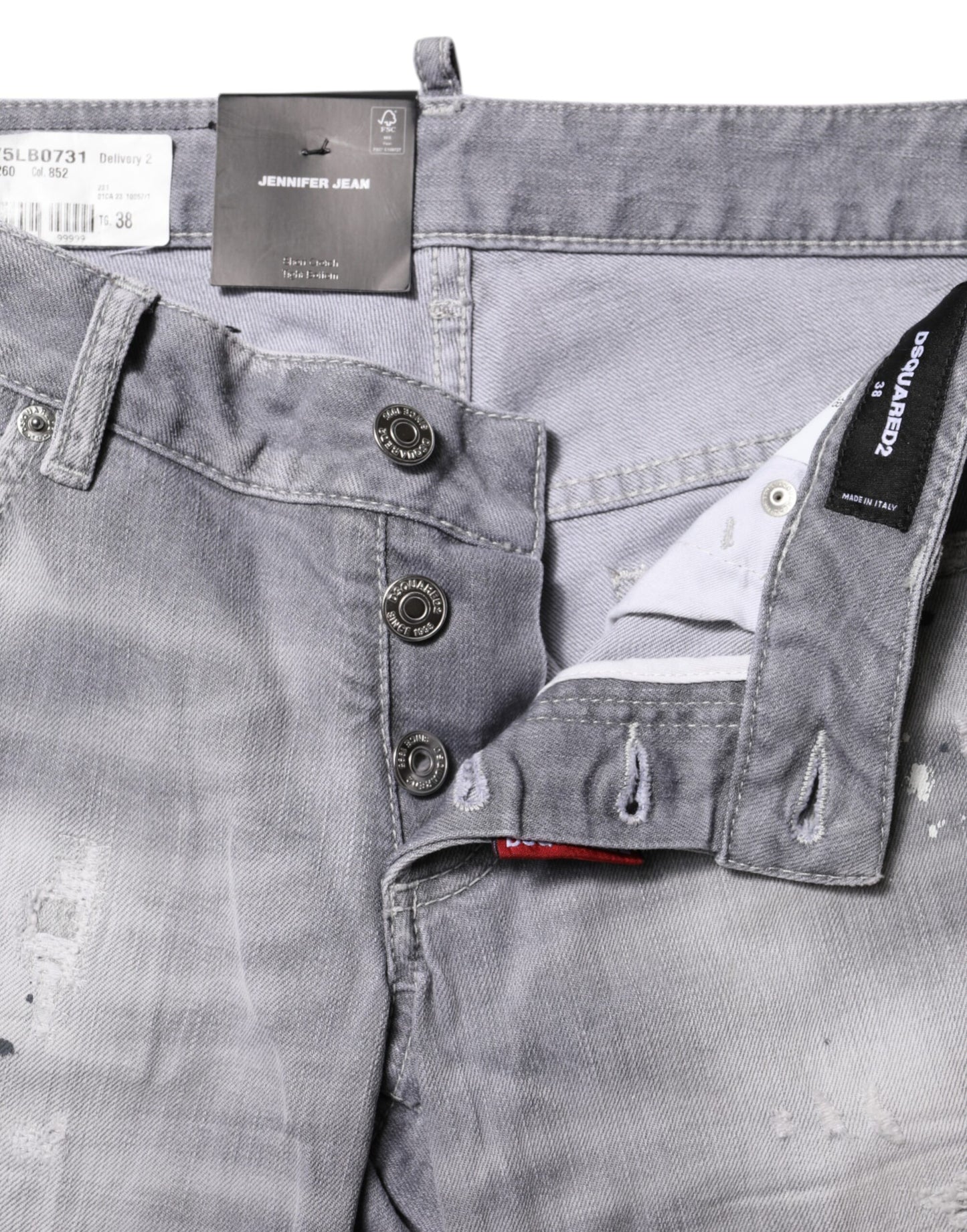 Dsquared² Gray Washed Mid Waist Tapered Denim Jeans Dsquared²