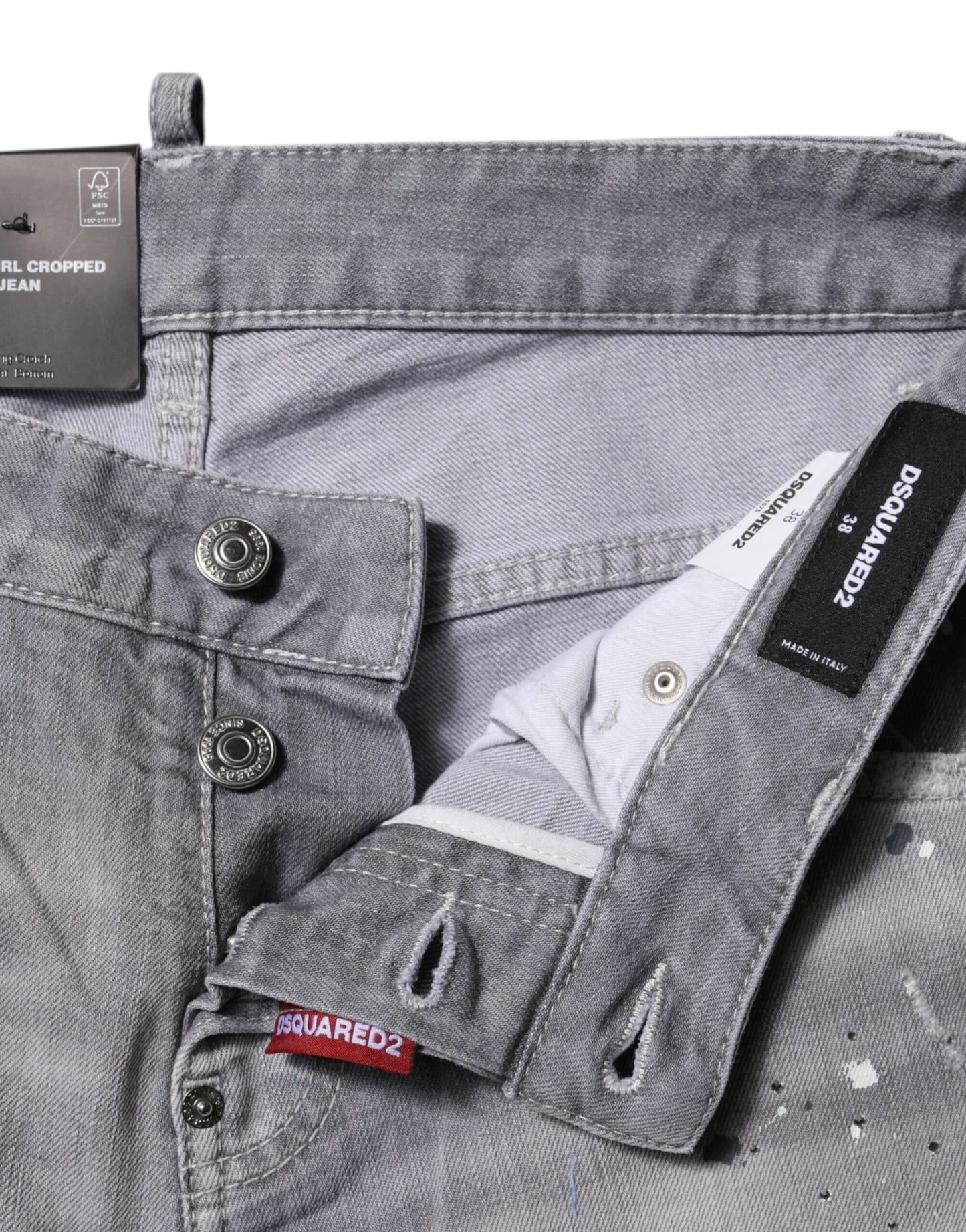 Dsquared² Gray Washed Mid Waist Tapered Jeans Dsquared²