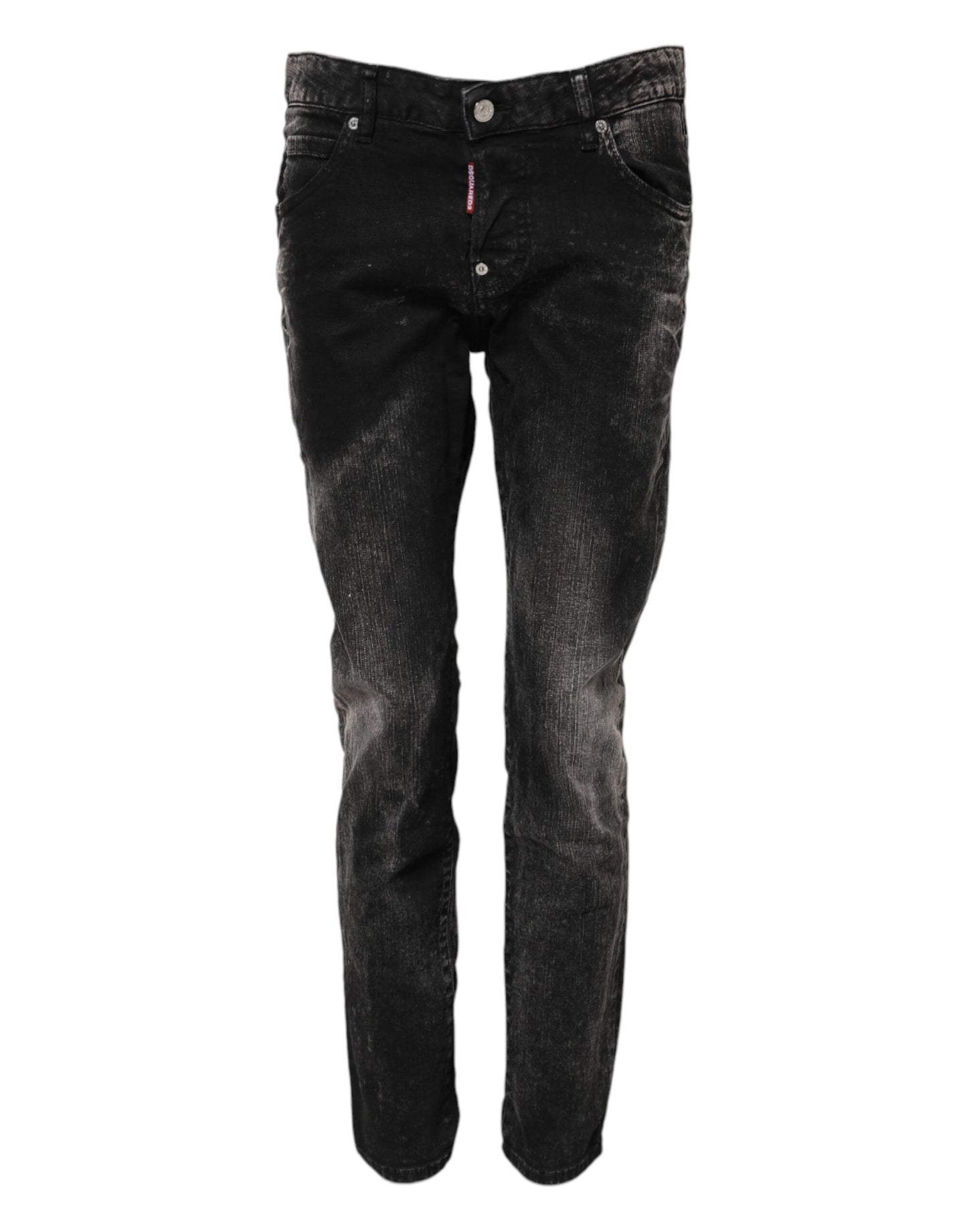 Dsquared² Black Washed Mid Waist Tapered Denim Jeans Dsquared²