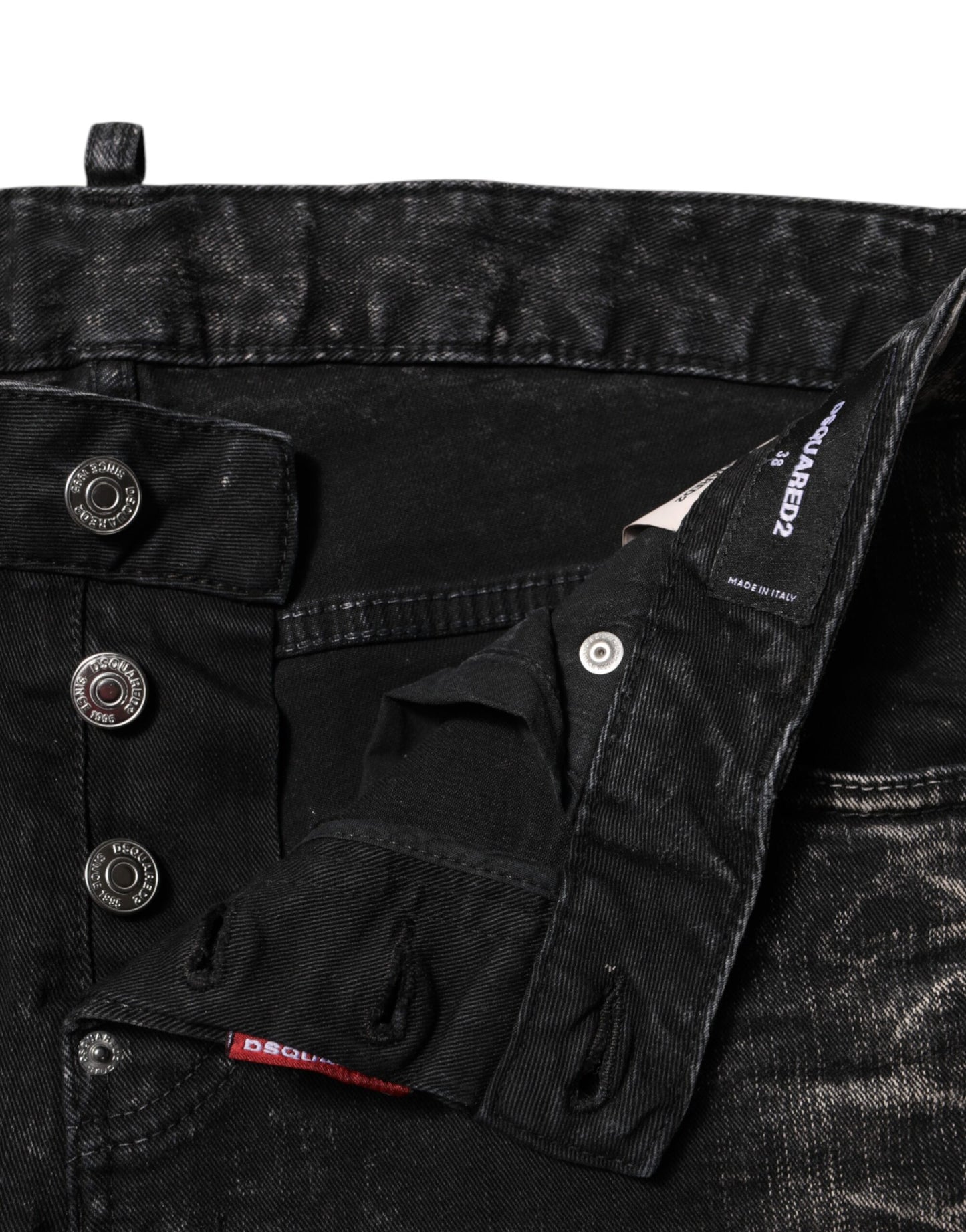 Dsquared² Black Washed Mid Waist Tapered Denim Jeans Dsquared²