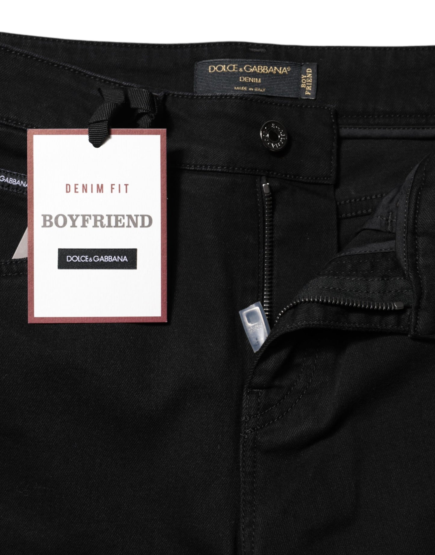 Dolce & Gabbana Black Boyfriend Cotton Mid Waist Denim Jeans Dolce & Gabbana
