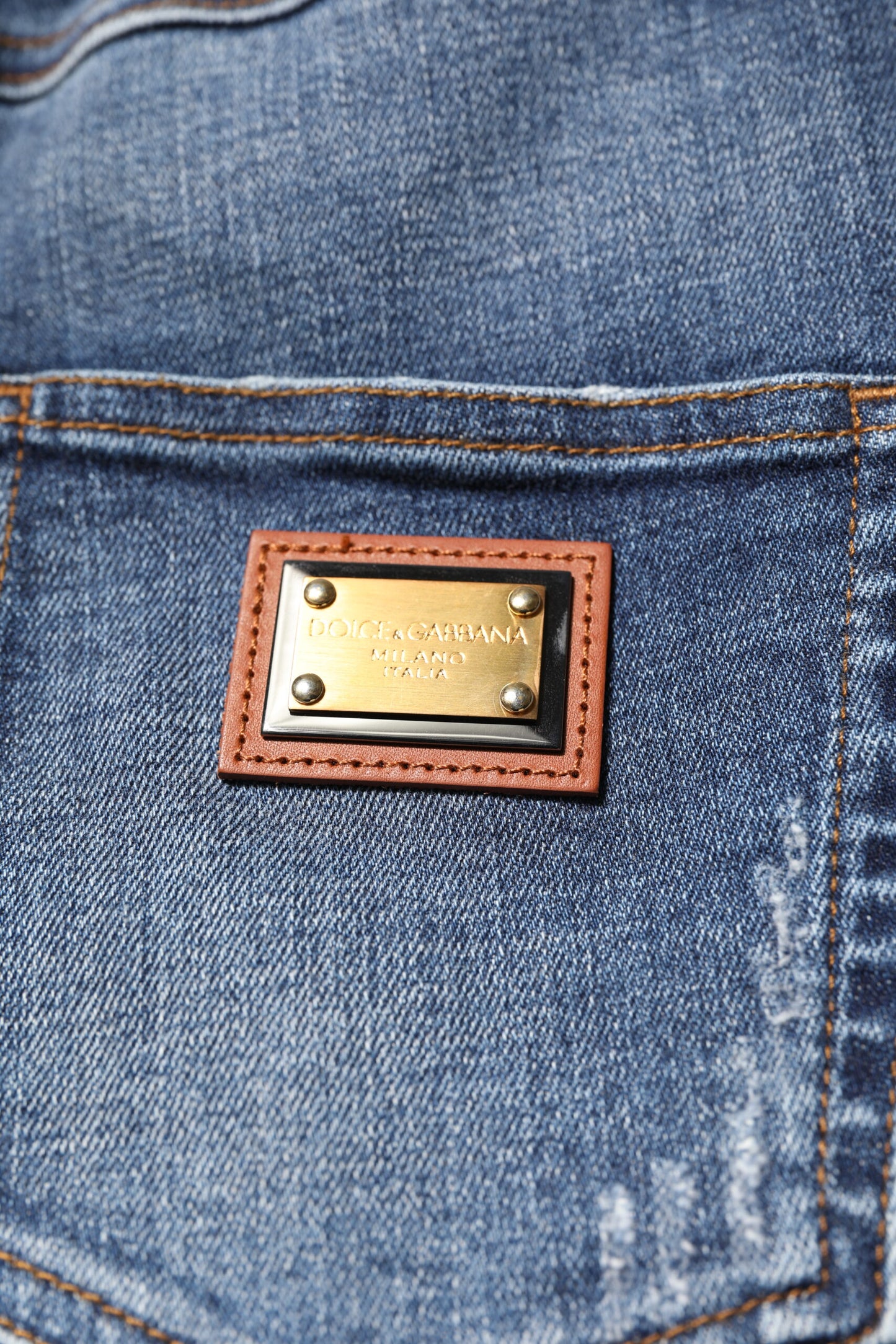 Dolce & Gabbana Blue Rhinestone Embellished Denim Jeans Dolce & Gabbana