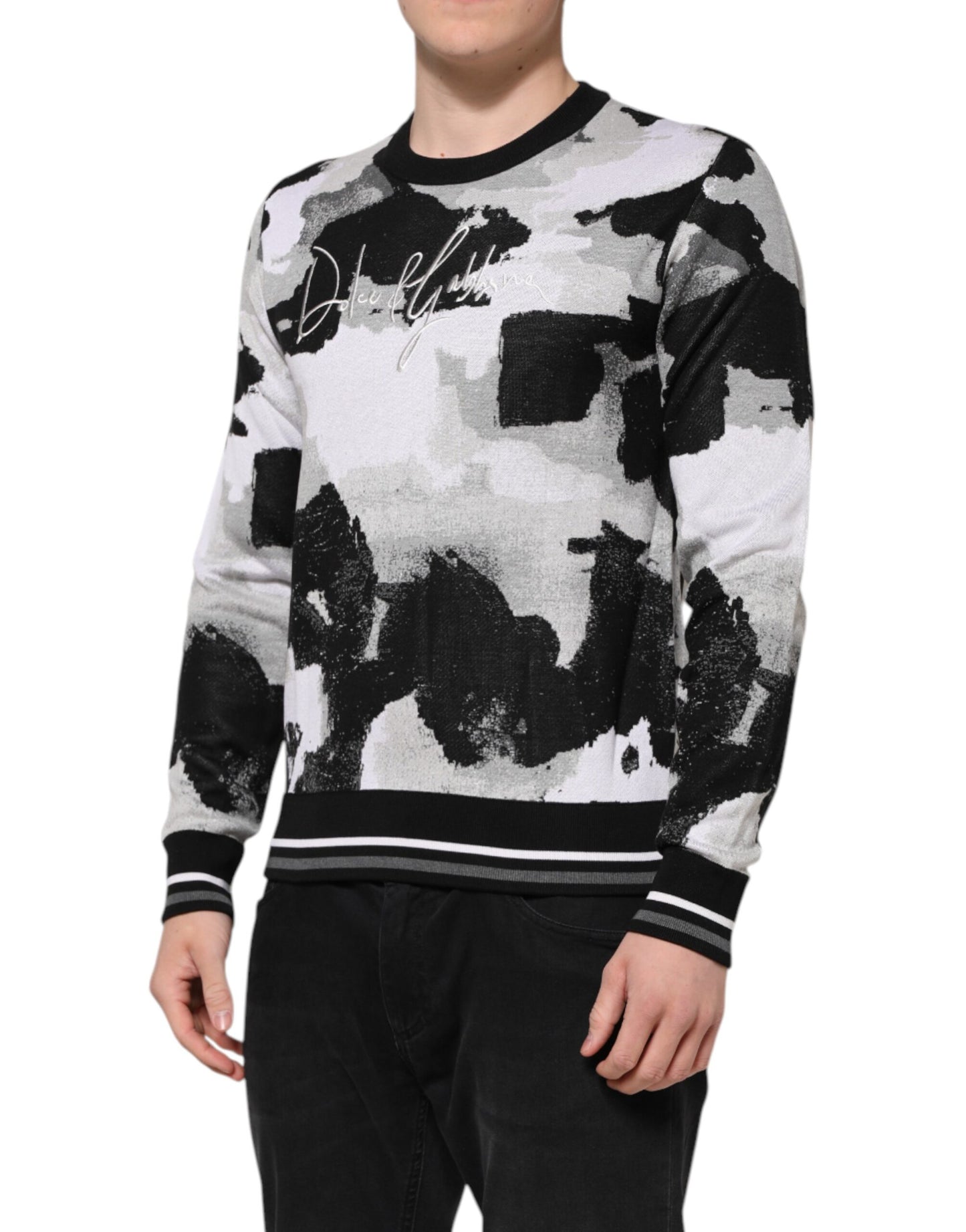 Dolce & Gabbana Multicolor Silk Camouflage Pullover Sweater Dolce & Gabbana