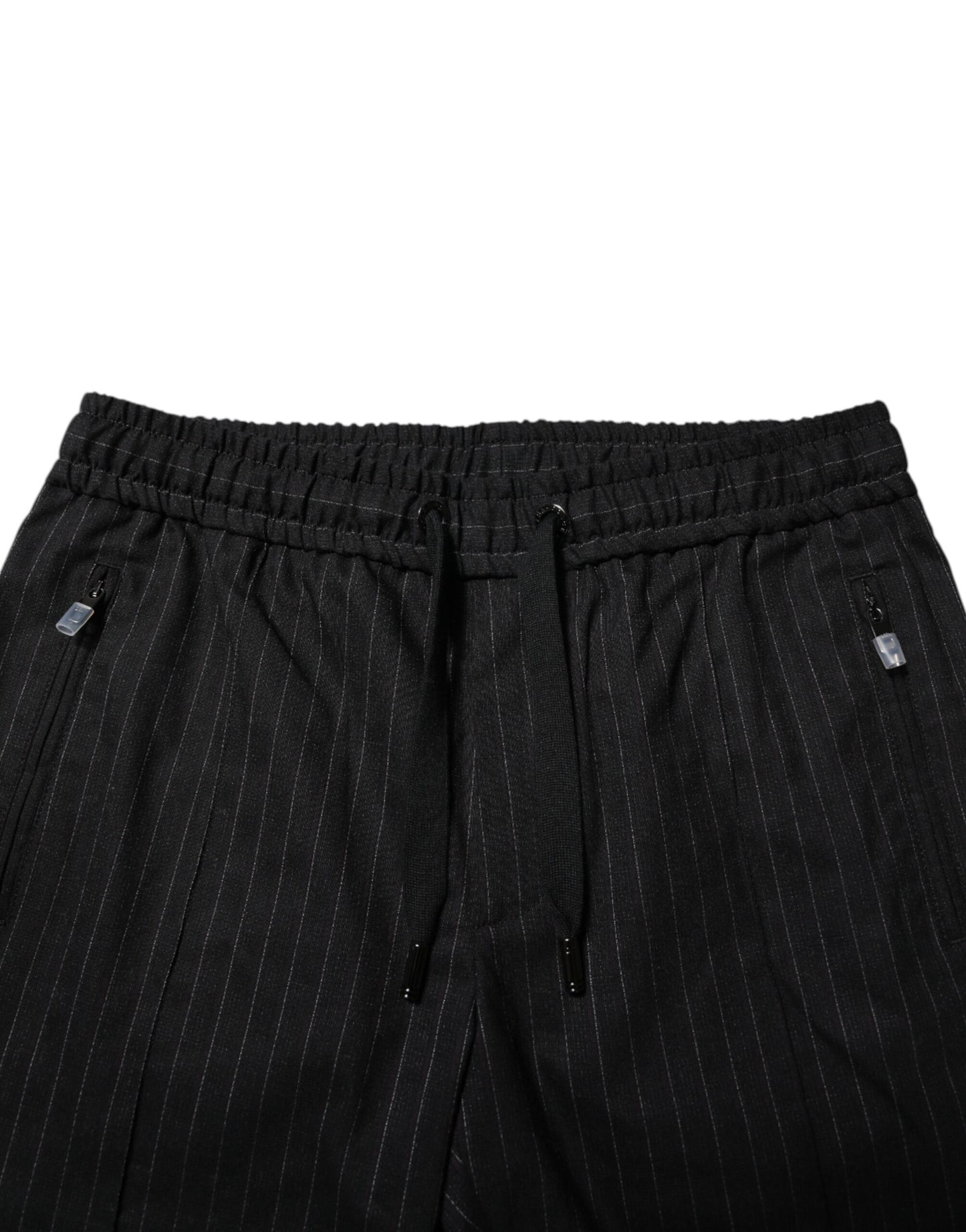 Dolce & Gabbana Black Striped Wool Men Jogger Pants Dolce & Gabbana