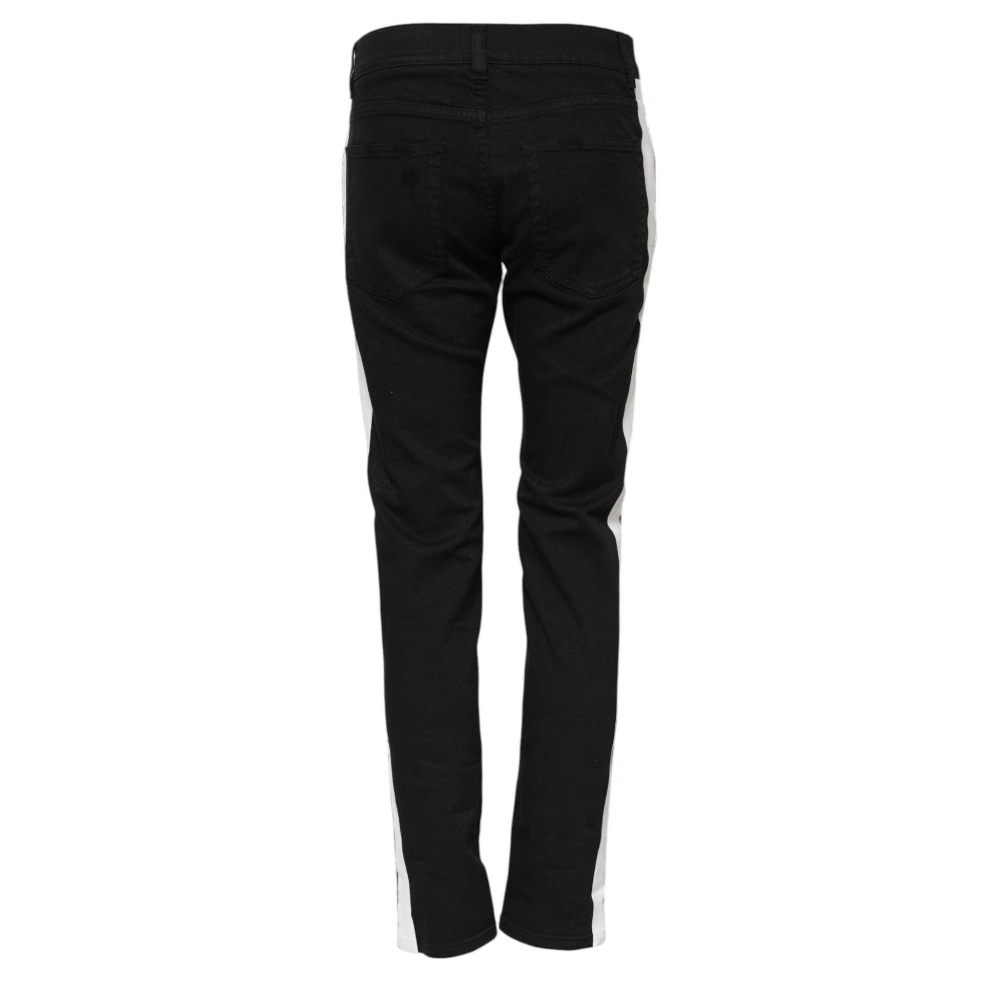Dolce & Gabbana Black Tattered White Lining Skinny Denim Jeans