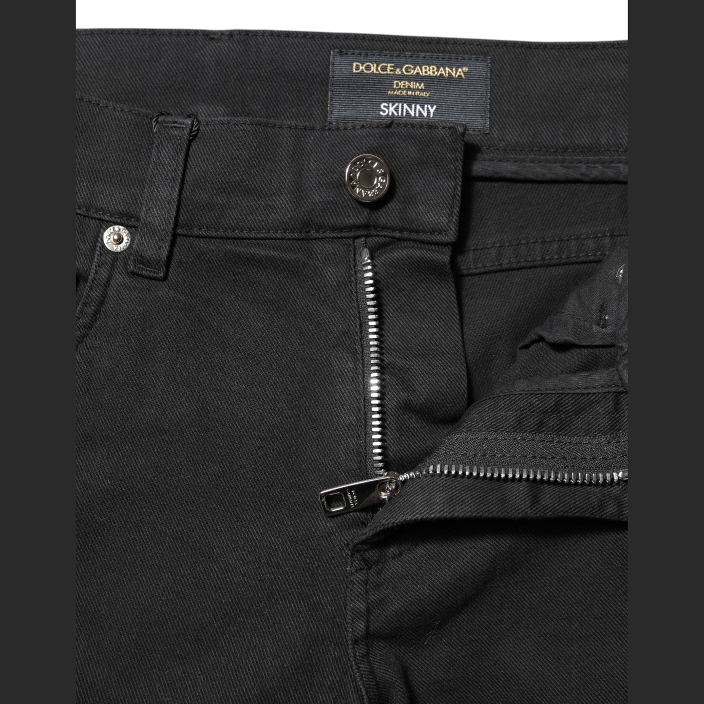 Dolce & Gabbana Black Tattered White Lining Skinny Denim Jeans