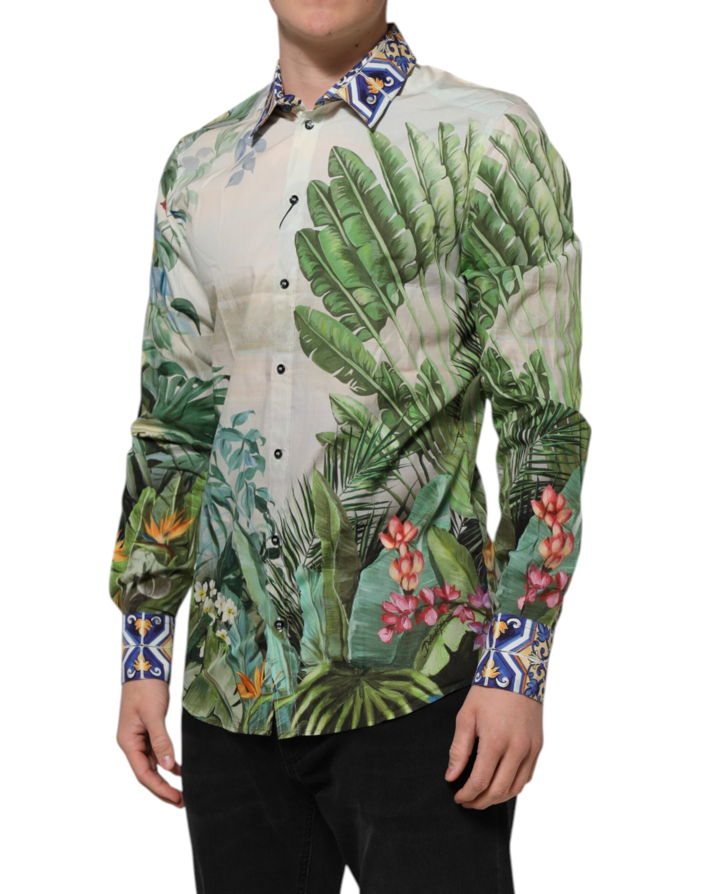 Dolce & Gabbana Multicolor Jungle Print GOLD Formal Shirt Dolce & Gabbana