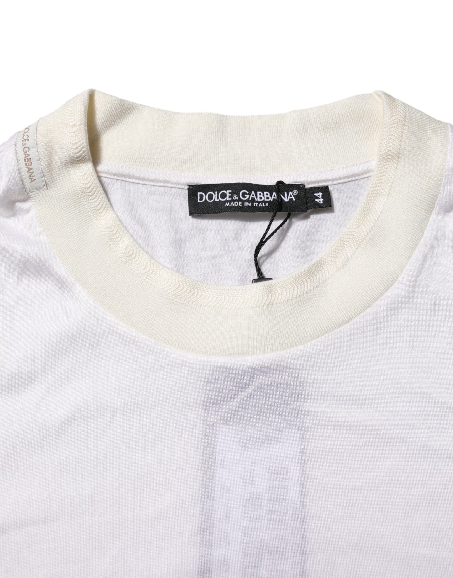 Dolce & Gabbana White Silk Crew Neck Long Sleeves T-shirt Dolce & Gabbana