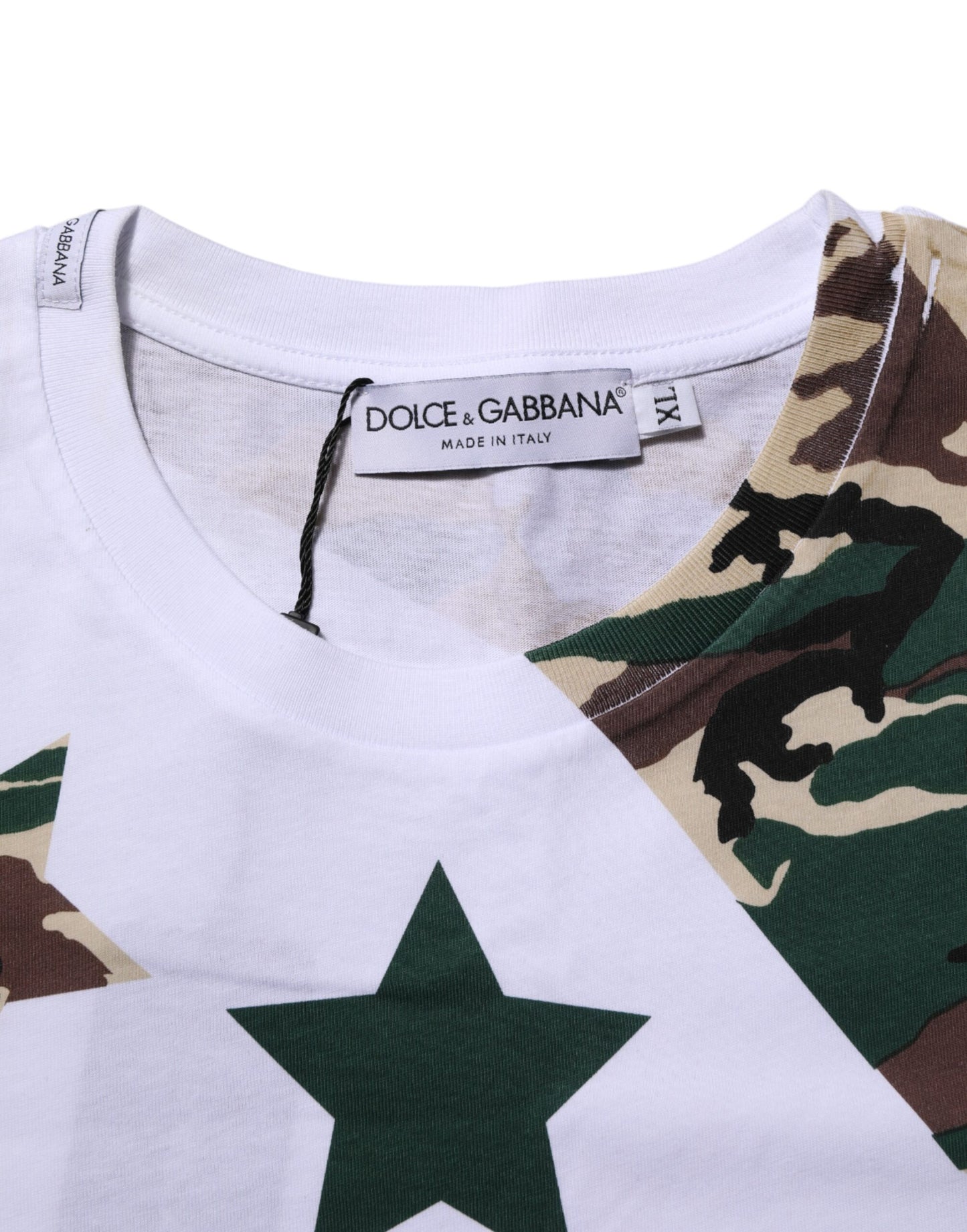 Dolce & Gabbana White Camouflage Cotton Men Crew Neck T-shirt Dolce & Gabbana