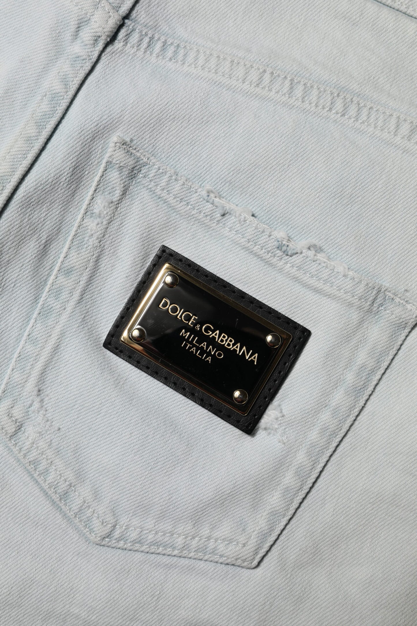 Dolce & Gabbana Light Blue Washed Denim Cotton Hot Pants Shorts Dolce & Gabbana