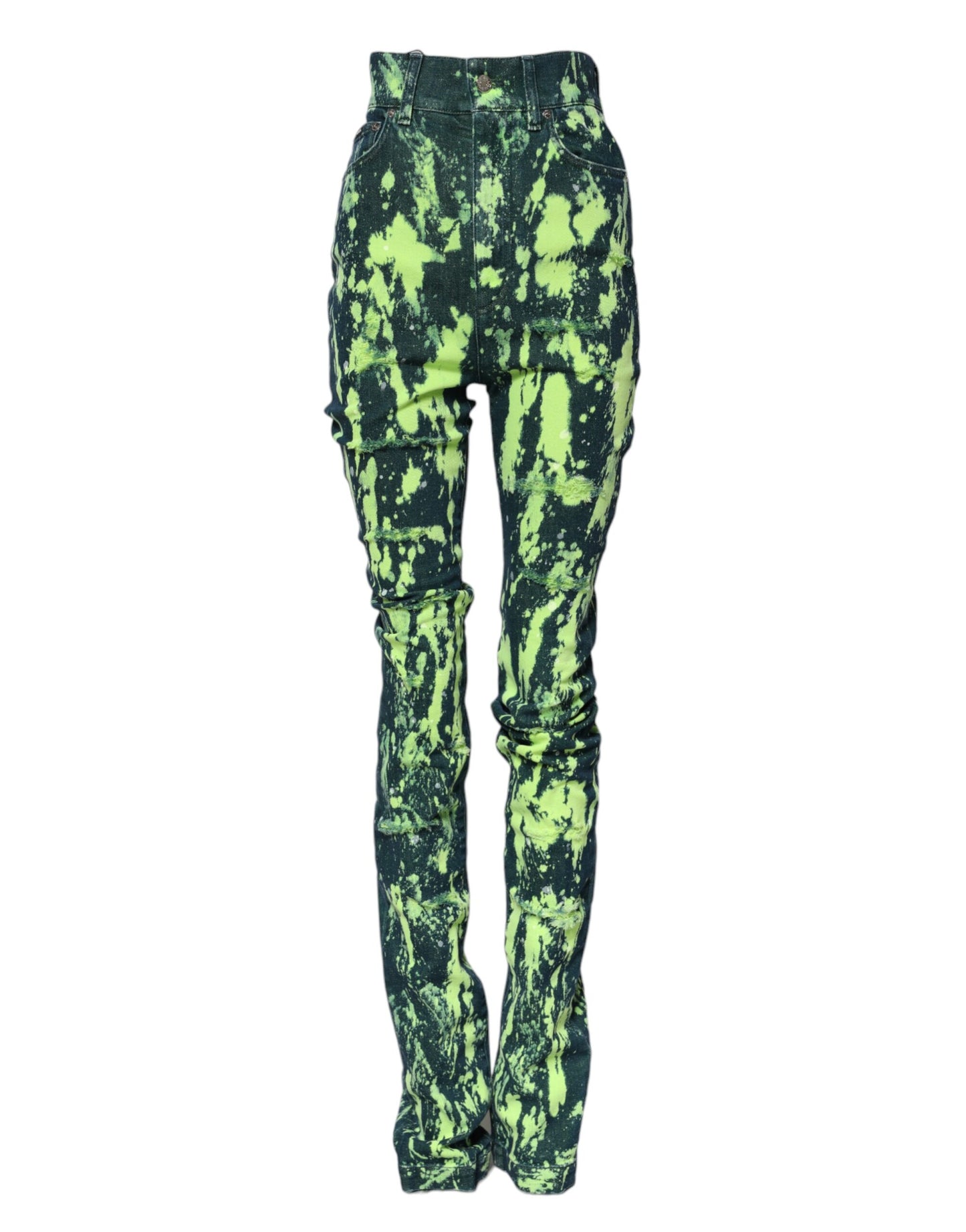 Dolce & Gabbana Green Color Splash High Waist Denim Jeans Dolce & Gabbana