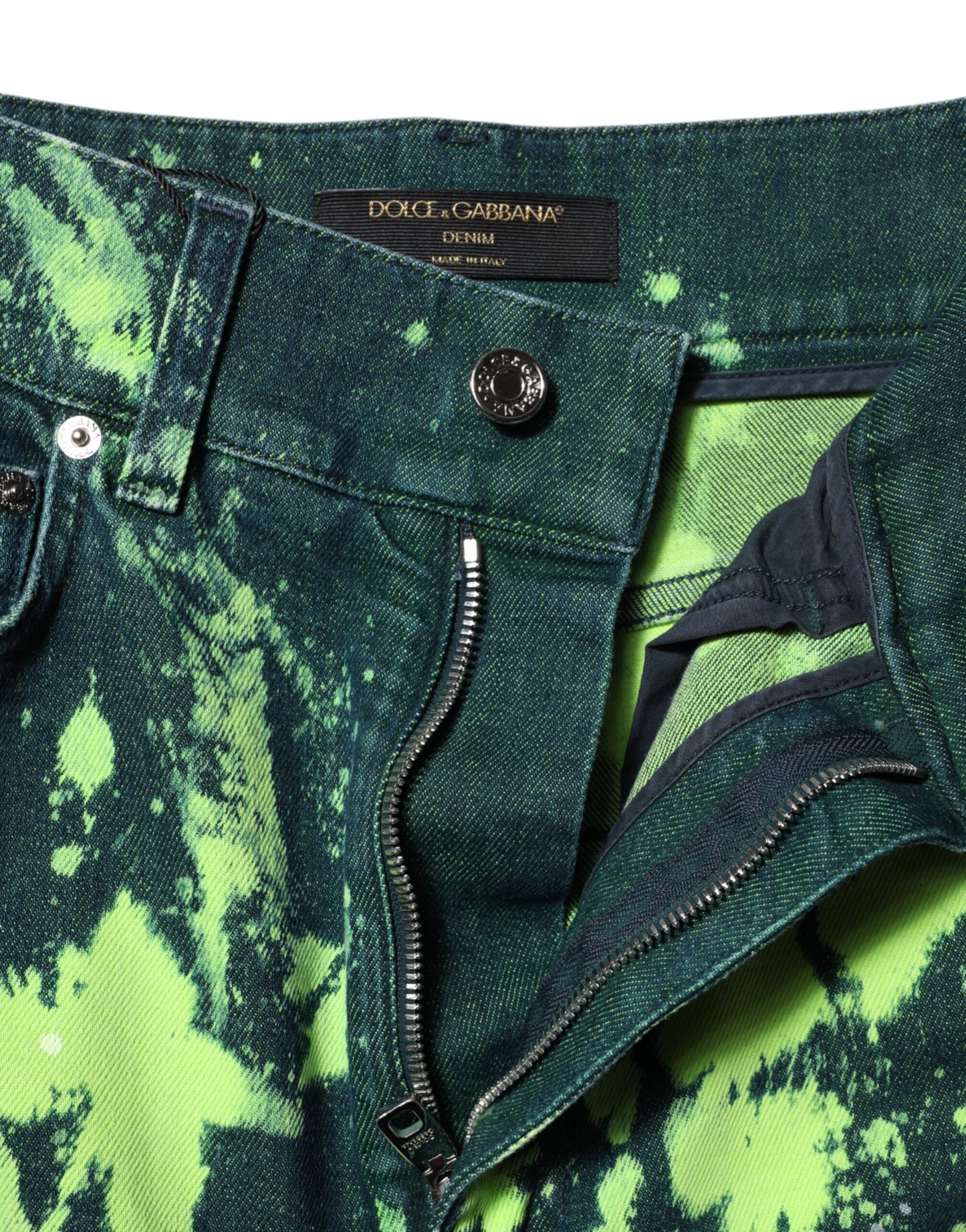 Dolce & Gabbana Green Color Splash High Waist Denim Jeans Dolce & Gabbana