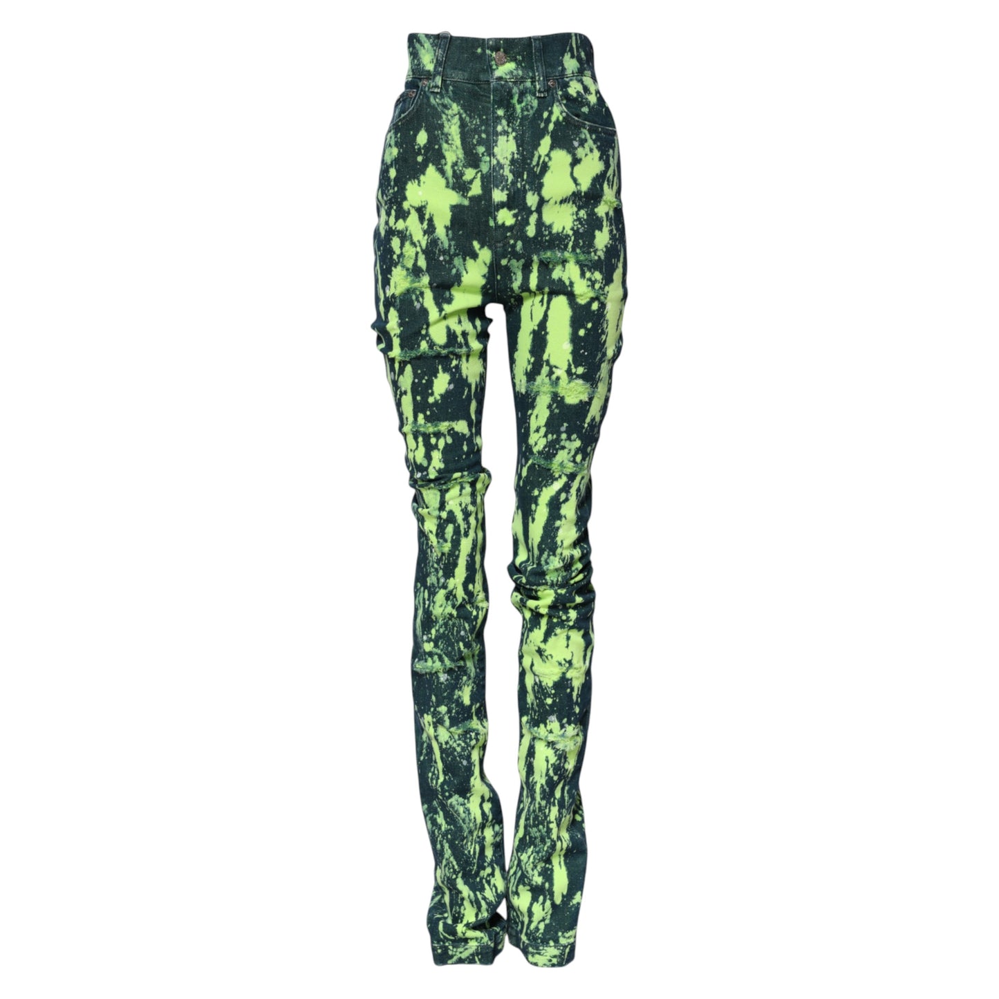 Dolce & Gabbana Green Color Splash High Waist Denim Jeans Dolce & Gabbana