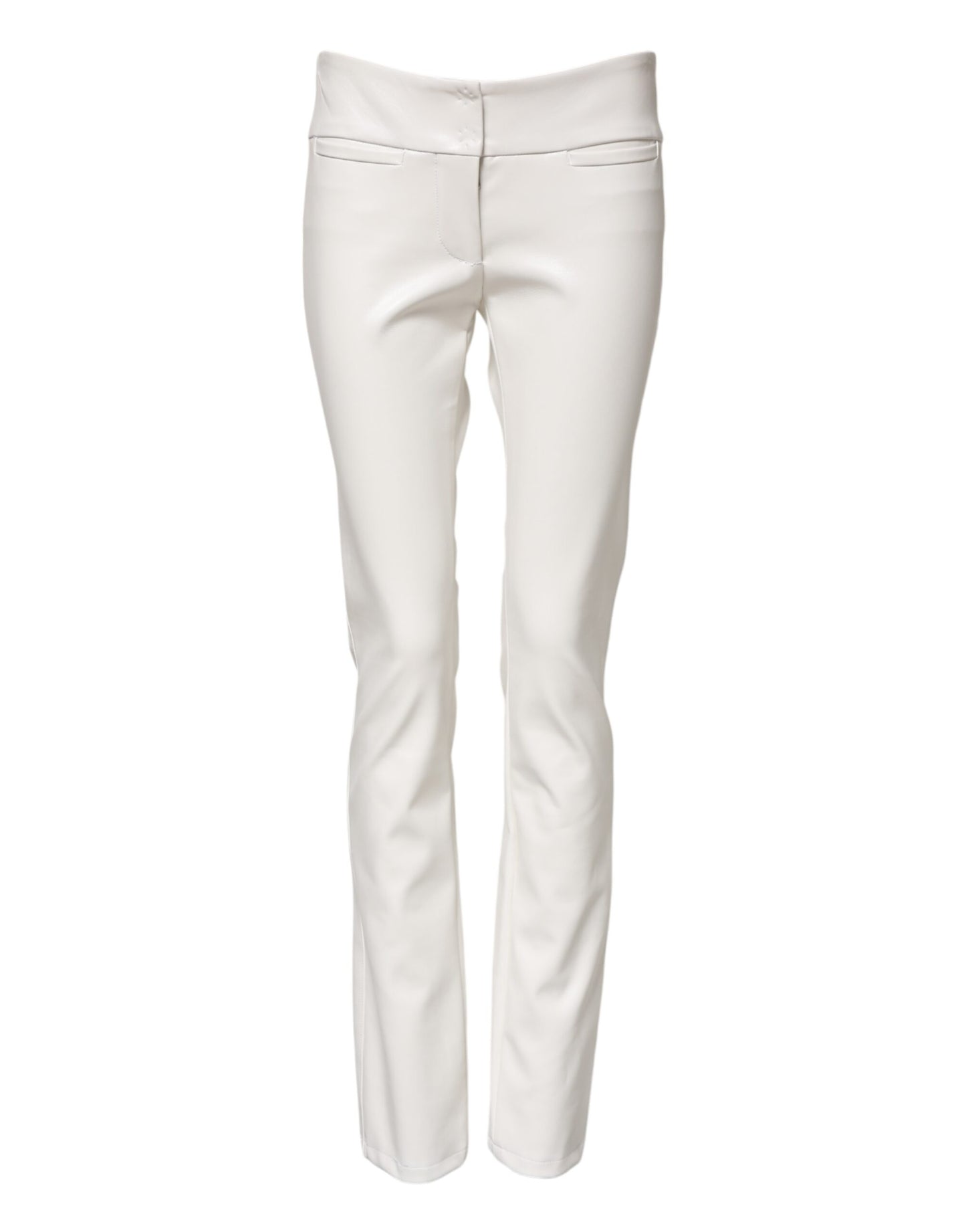 Dolce & Gabbana White Polyurethane High Waist Tapered Pants Dolce & Gabbana