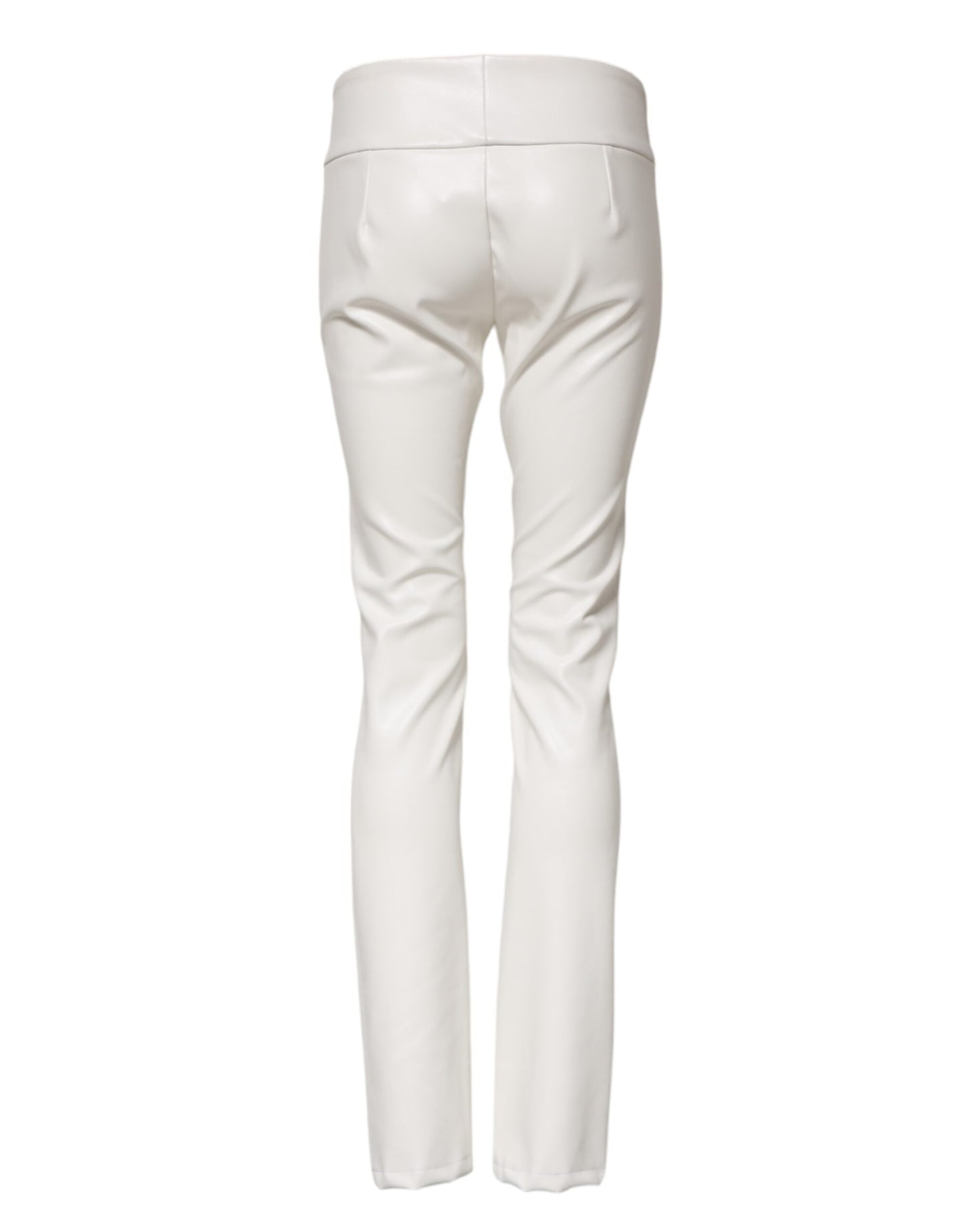 Dolce & Gabbana White Polyurethane High Waist Tapered Pants Dolce & Gabbana