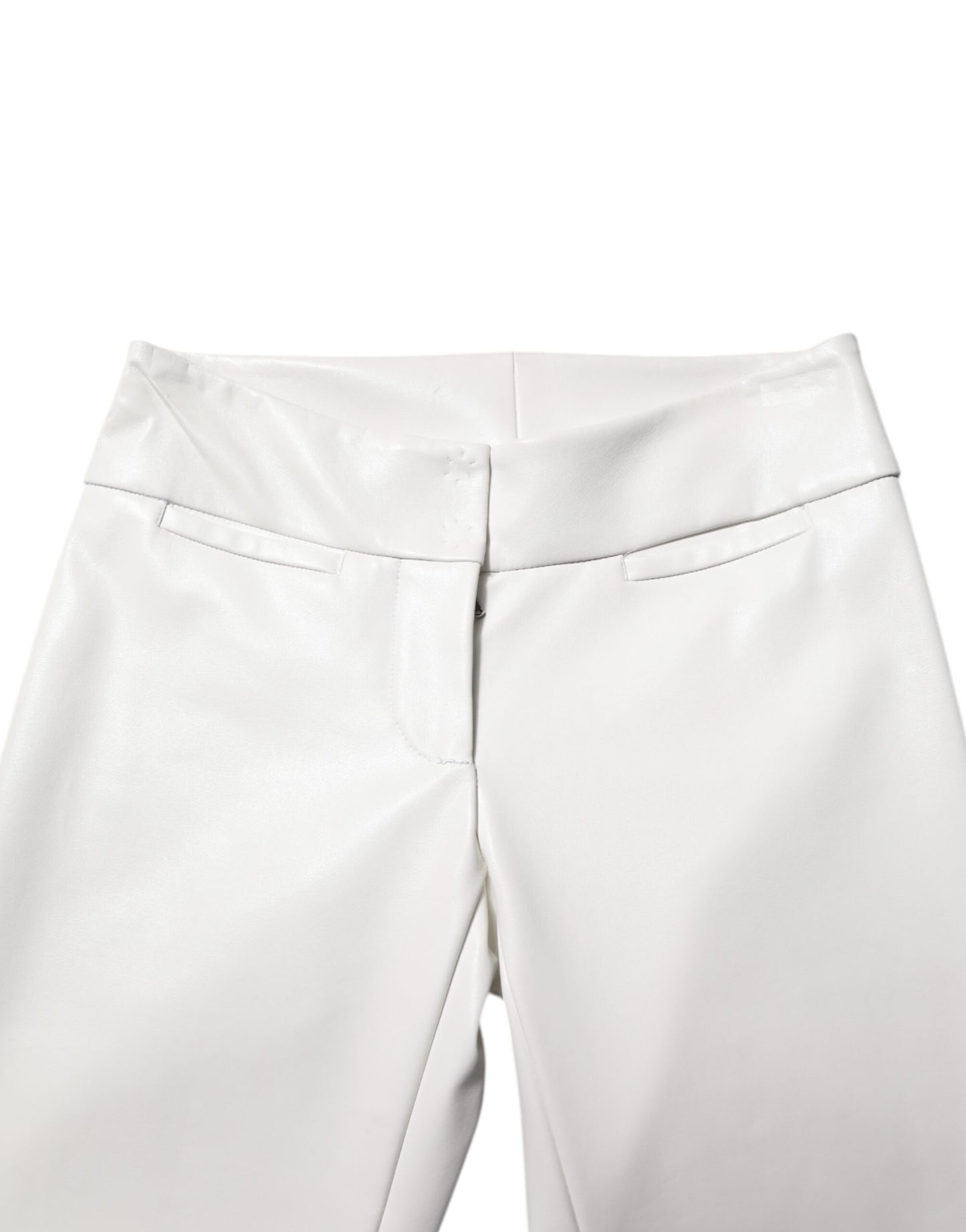 Dolce & Gabbana White Polyurethane High Waist Tapered Pants Dolce & Gabbana