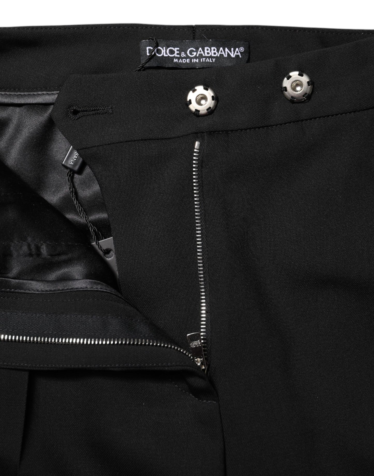 Dolce & Gabbana Black Wool High Waist Flared Pants Dolce & Gabbana