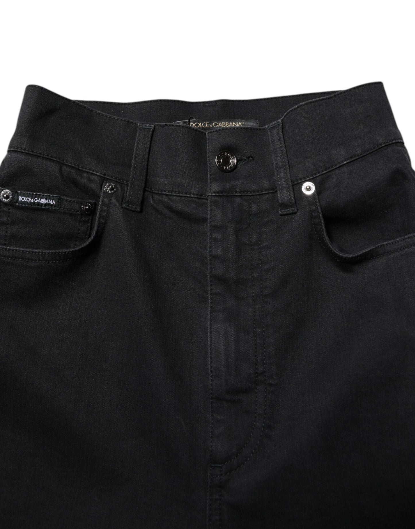 Dolce & Gabbana Black Cotton High Waist Skinny Denim Jeans Dolce & Gabbana