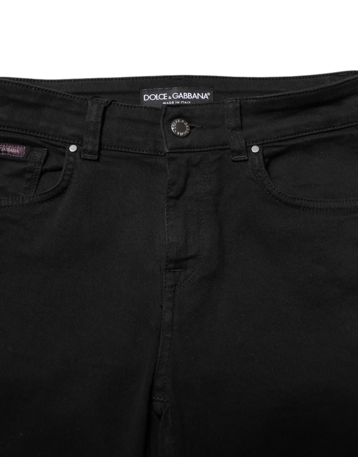 Dolce & Gabbana Black Cotton Skinny Mid Waist Denim Jeans Dolce & Gabbana
