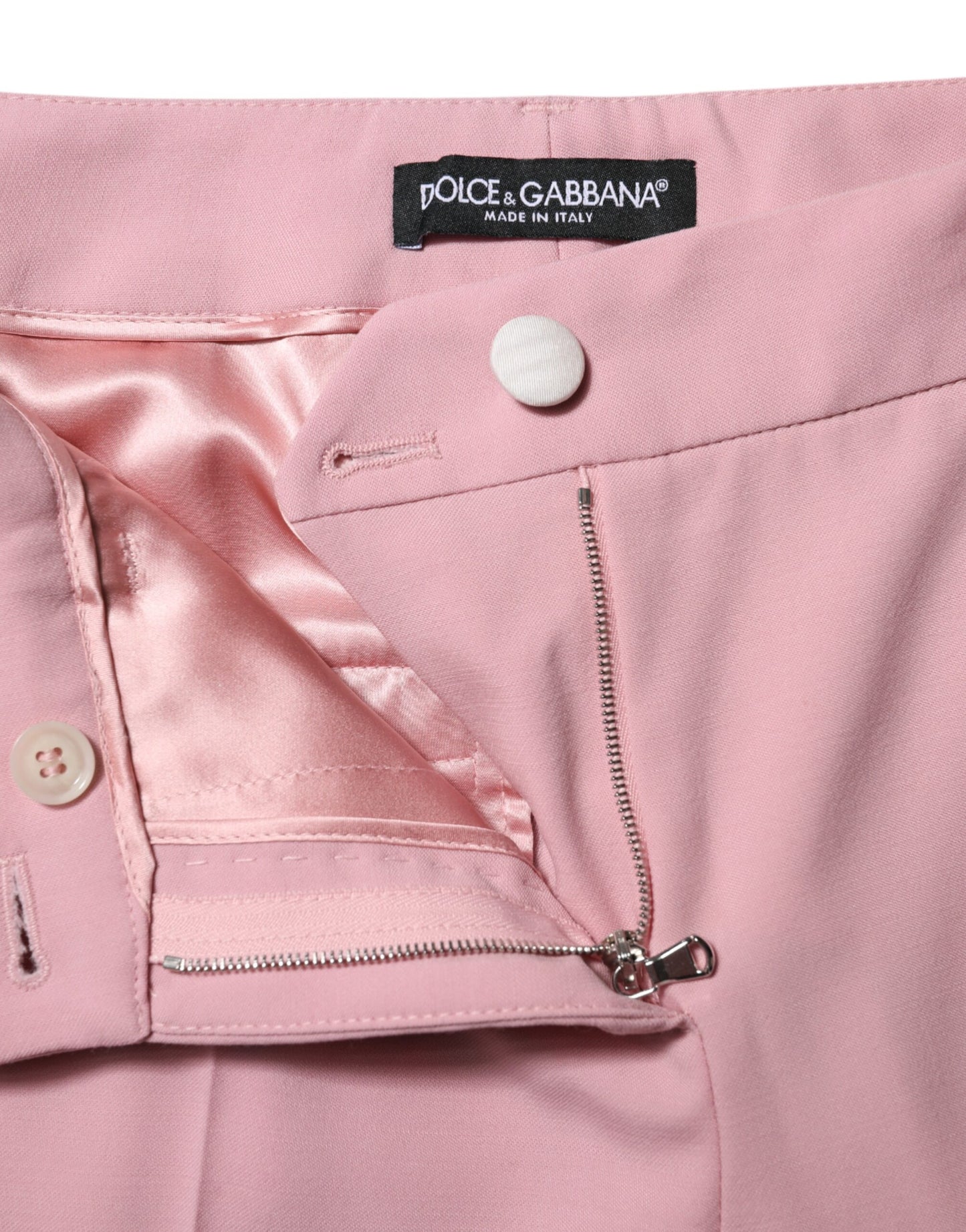 Dolce & Gabbana Pink Wool High Waist Tapered Pants Dolce & Gabbana