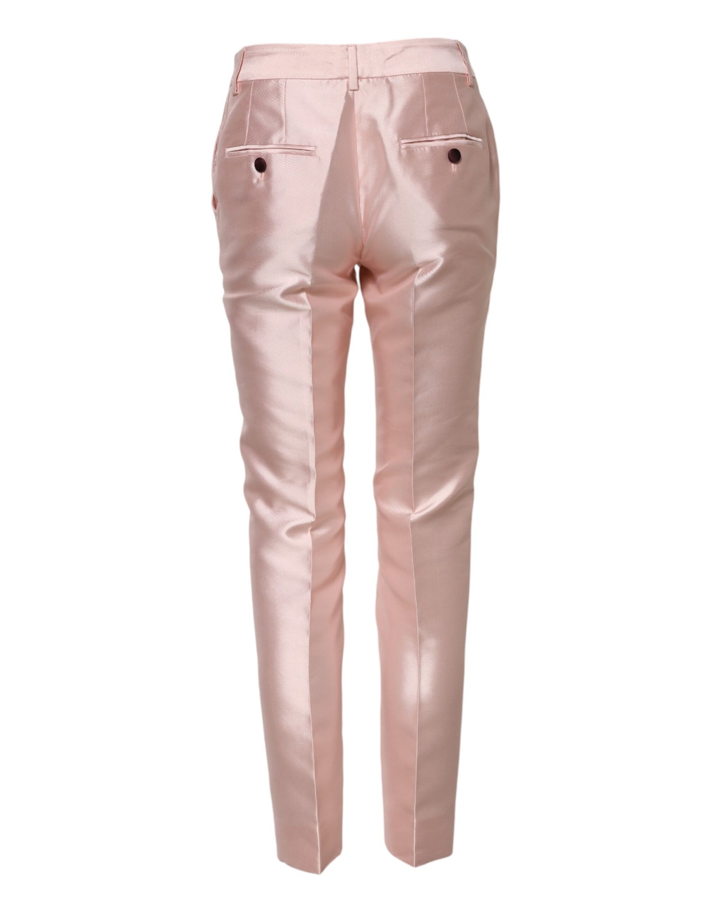 Dolce & Gabbana Pink Satin High Waist Tapered Pants Dolce & Gabbana