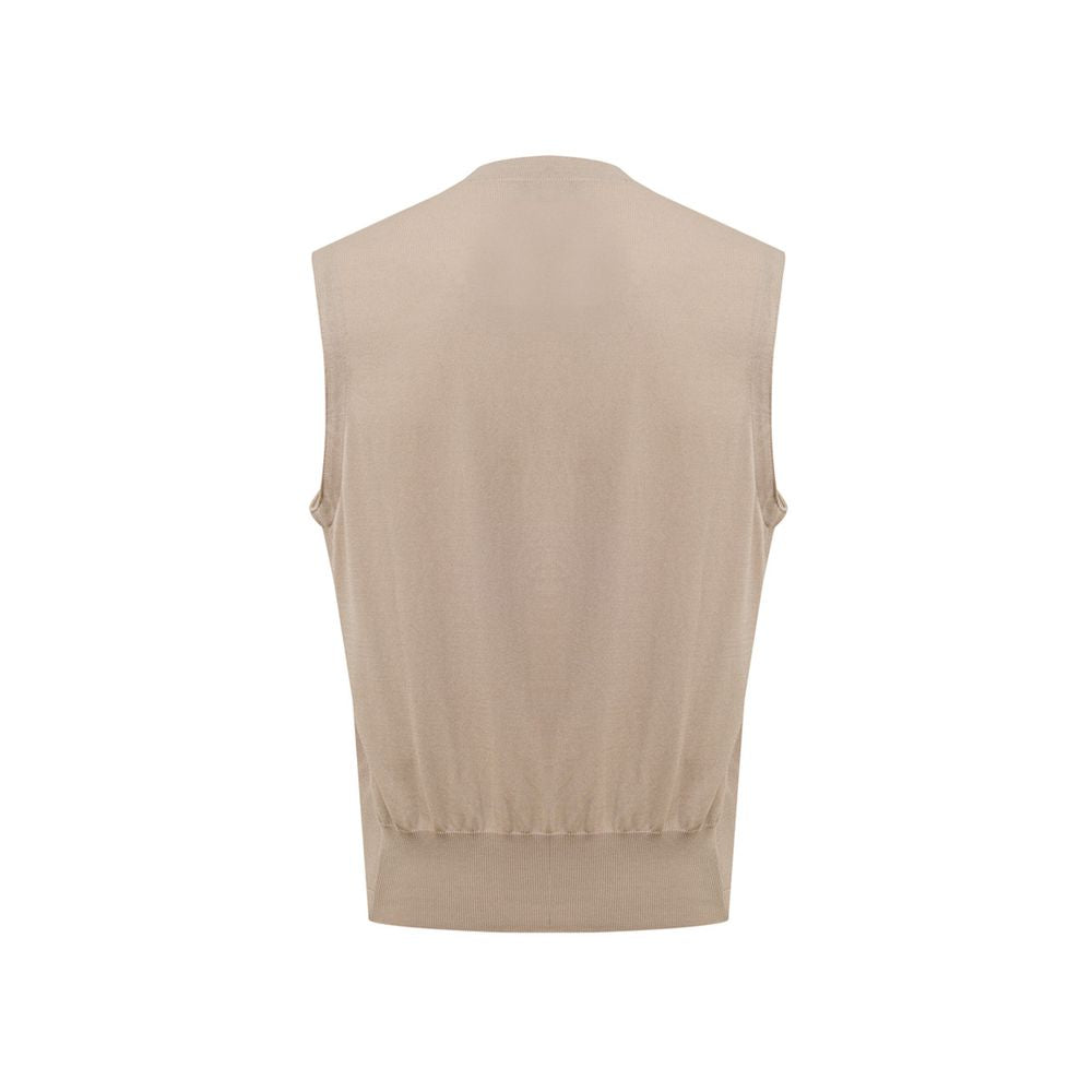 Gran Sasso Beige Cotton Sleveless Jacket Gran Sasso