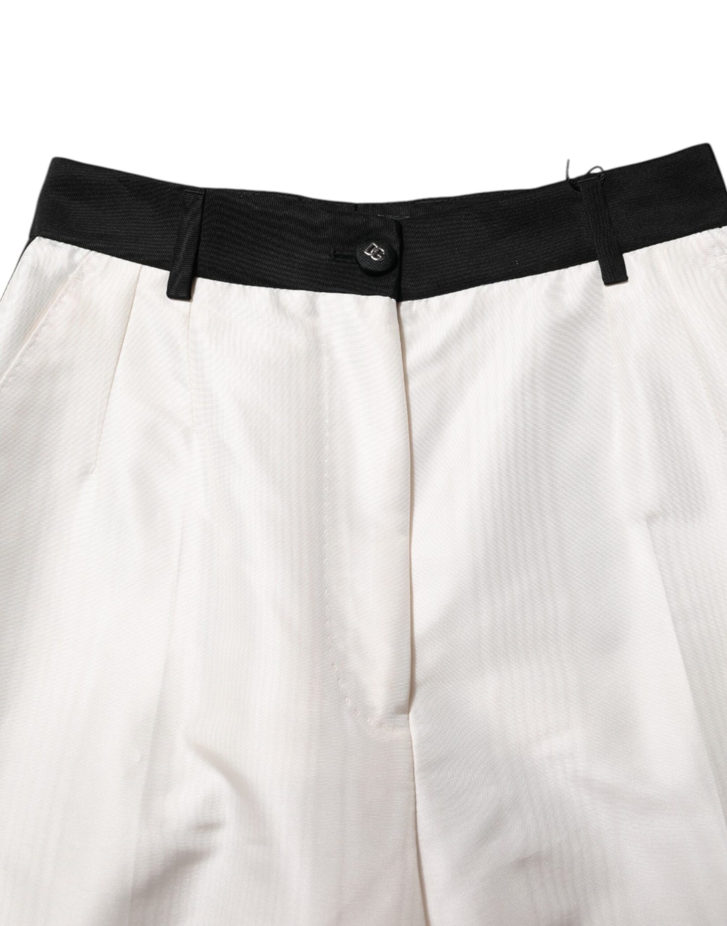 Dolce & Gabbana White High Waist Straight Dress Trouser Pants Dolce & Gabbana