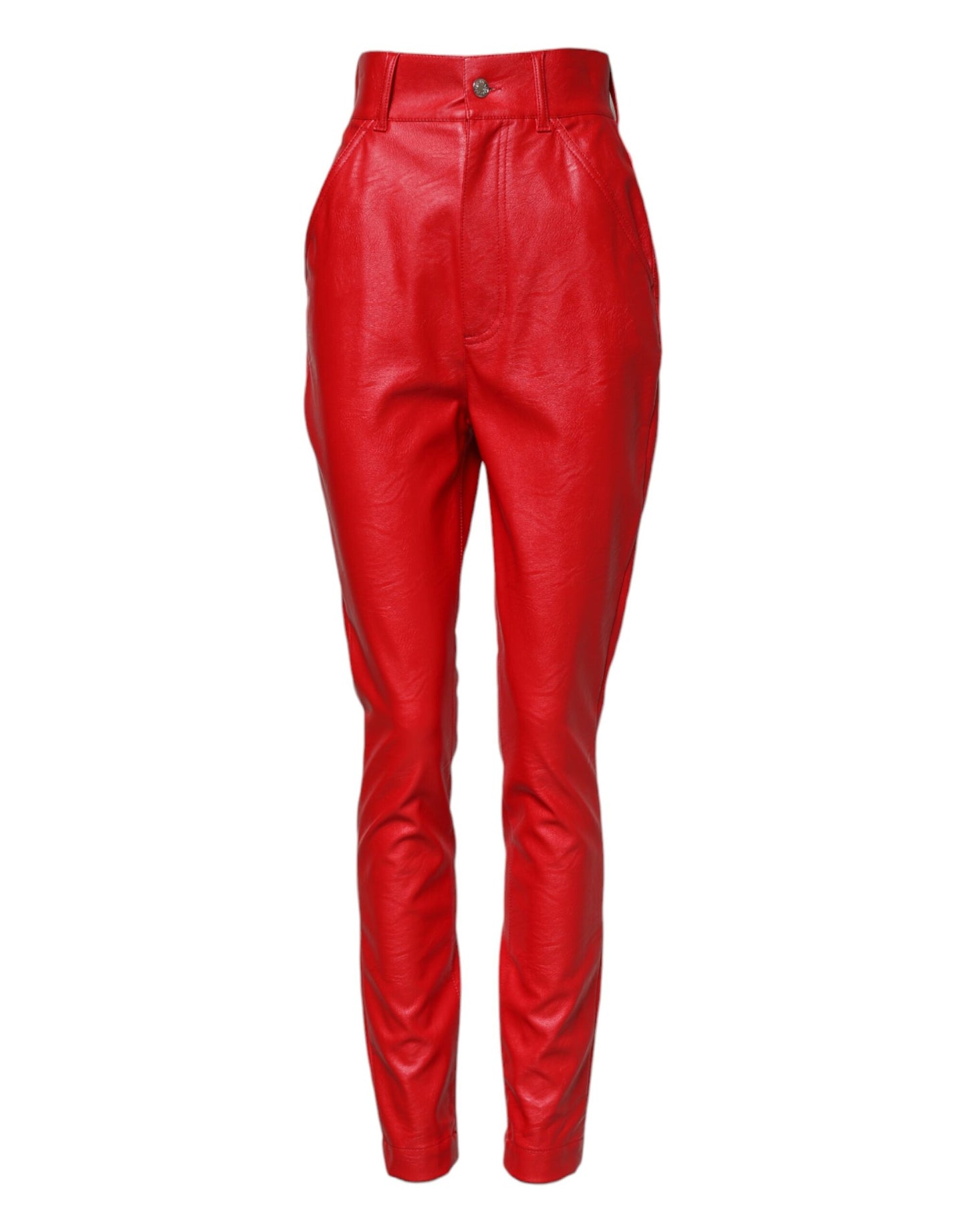 Dolce & Gabbana Red Viscose High Waist Tapered Trouser Pants Dolce & Gabbana