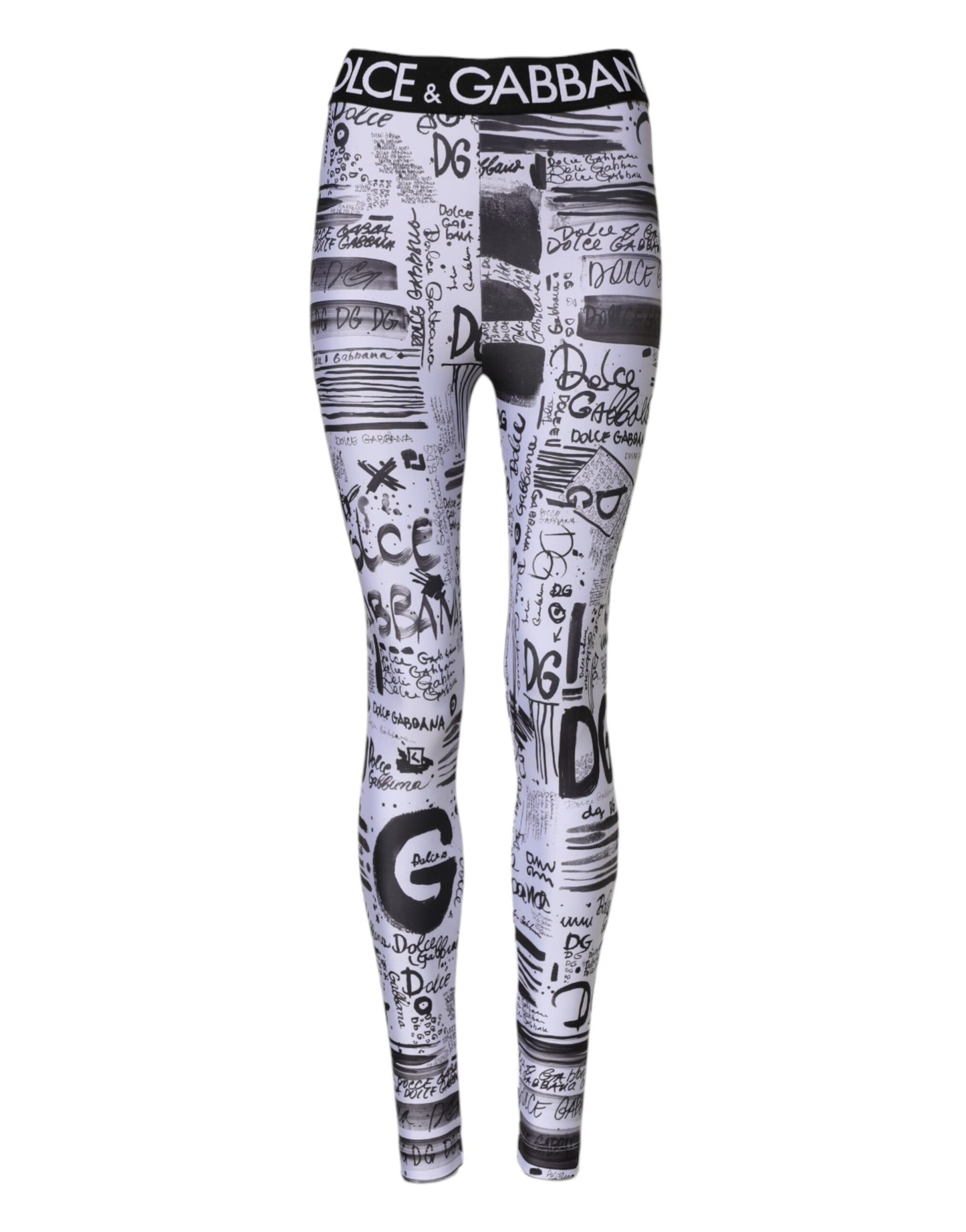 Dolce & Gabbana White Graphic HighWaist Skinny Leggings Pants Dolce & Gabbana
