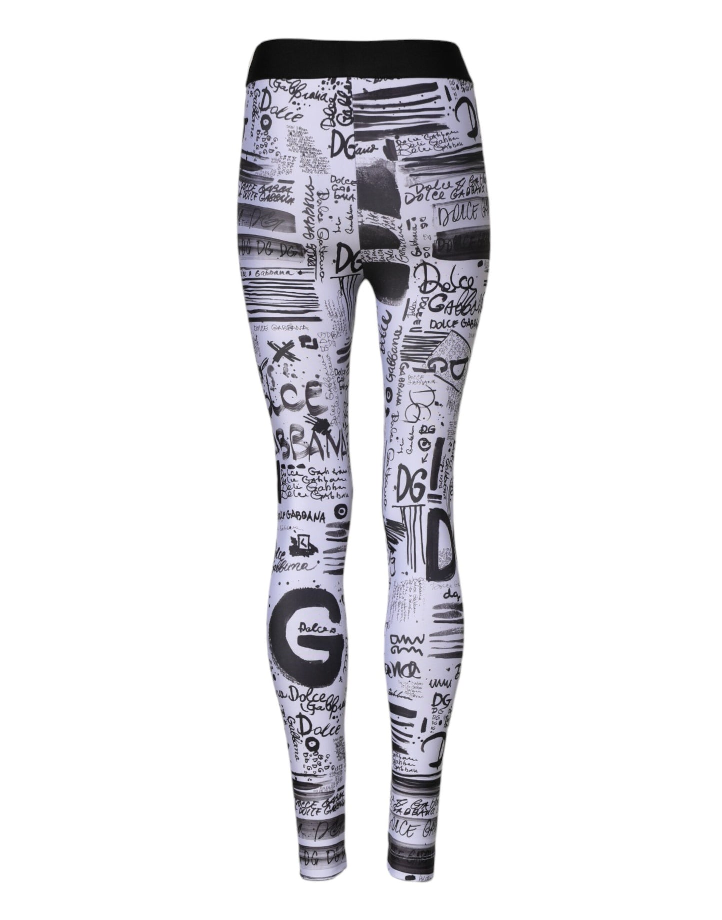 Dolce & Gabbana White Graphic HighWaist Skinny Leggings Pants Dolce & Gabbana