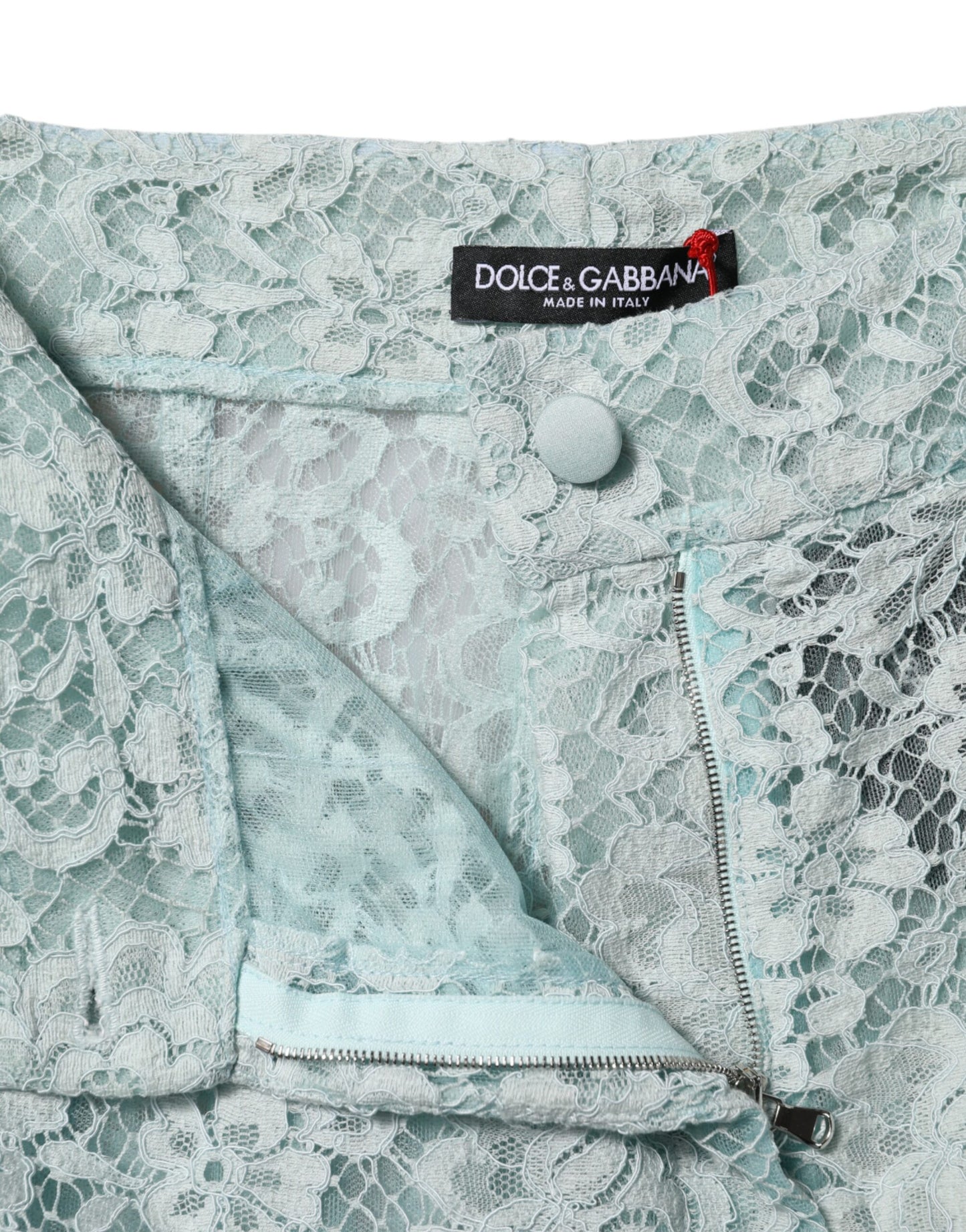 Dolce & Gabbana Mint Green Cotton Floral Lace Trousers Pants Dolce & Gabbana