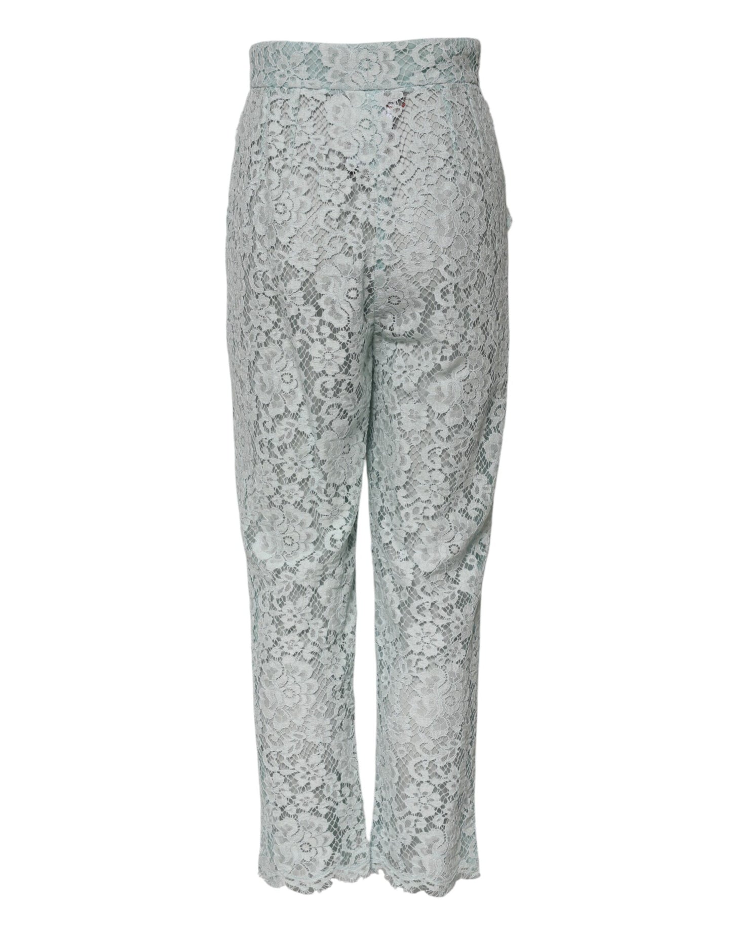 Dolce & Gabbana Mint Green Cotton Floral Lace Trousers Pants Dolce & Gabbana