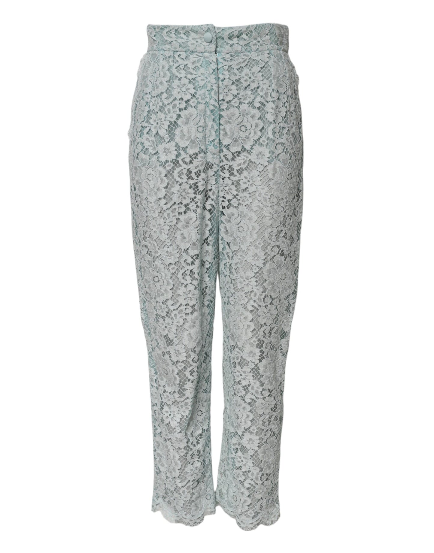 Dolce & Gabbana Mint Green Cotton Floral Lace Trousers Pants Dolce & Gabbana
