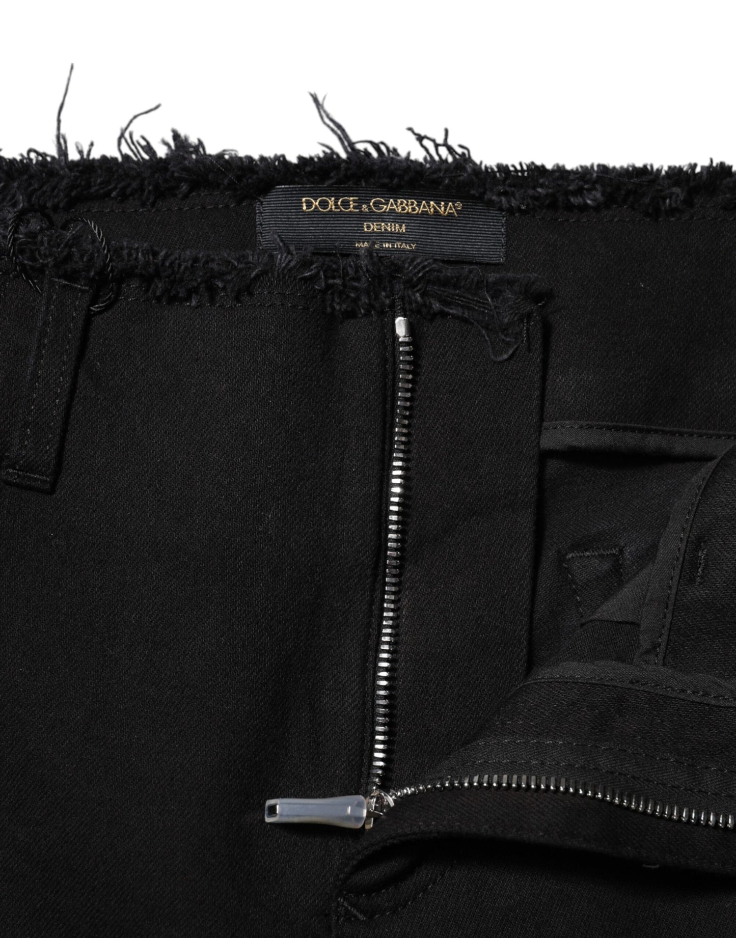 Dolce & Gabbana Black Cotton Mid Waist Flared Denim Jeans Dolce & Gabbana