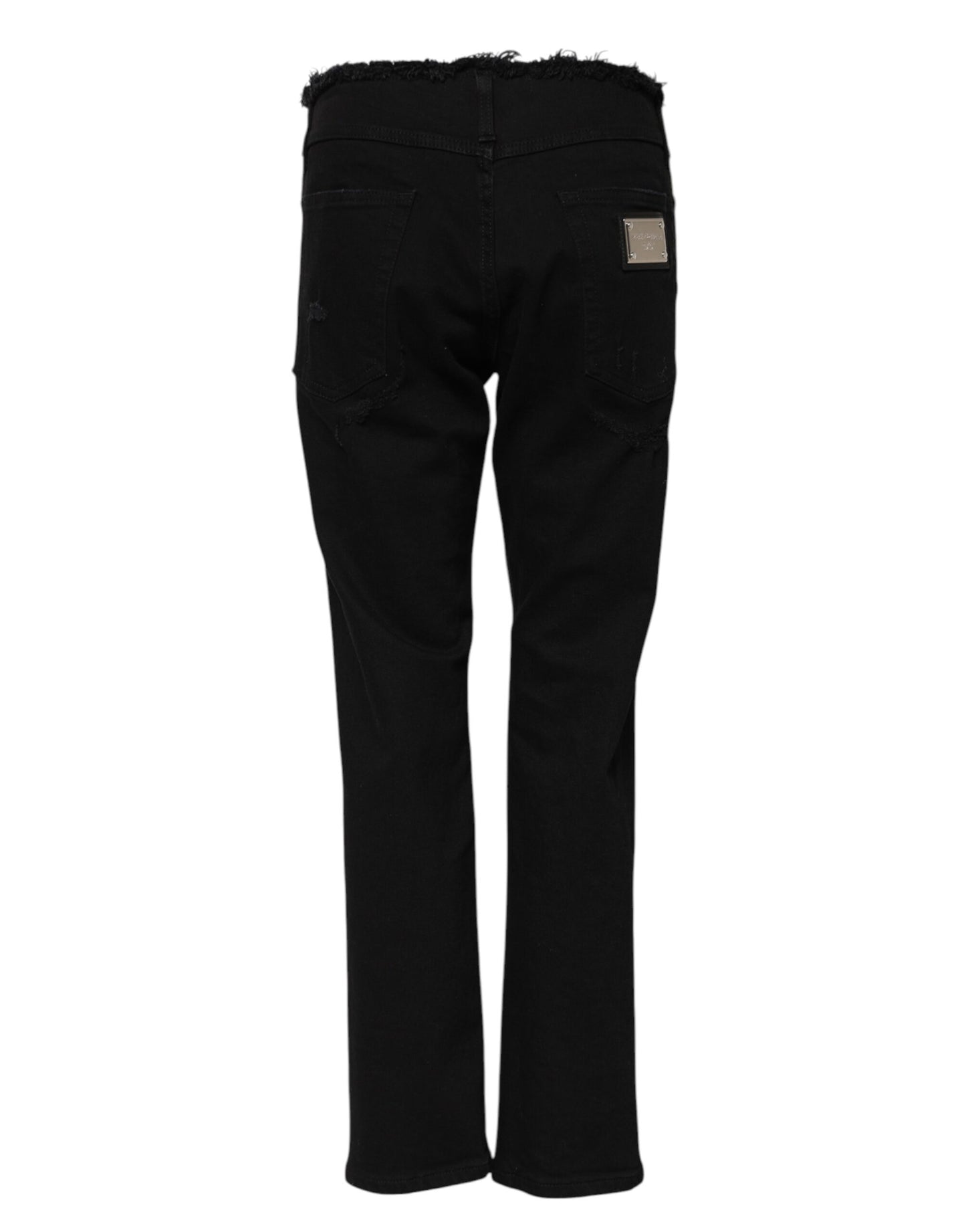 Dolce & Gabbana Black Cotton Mid Waist Flared Denim Jeans Dolce & Gabbana
